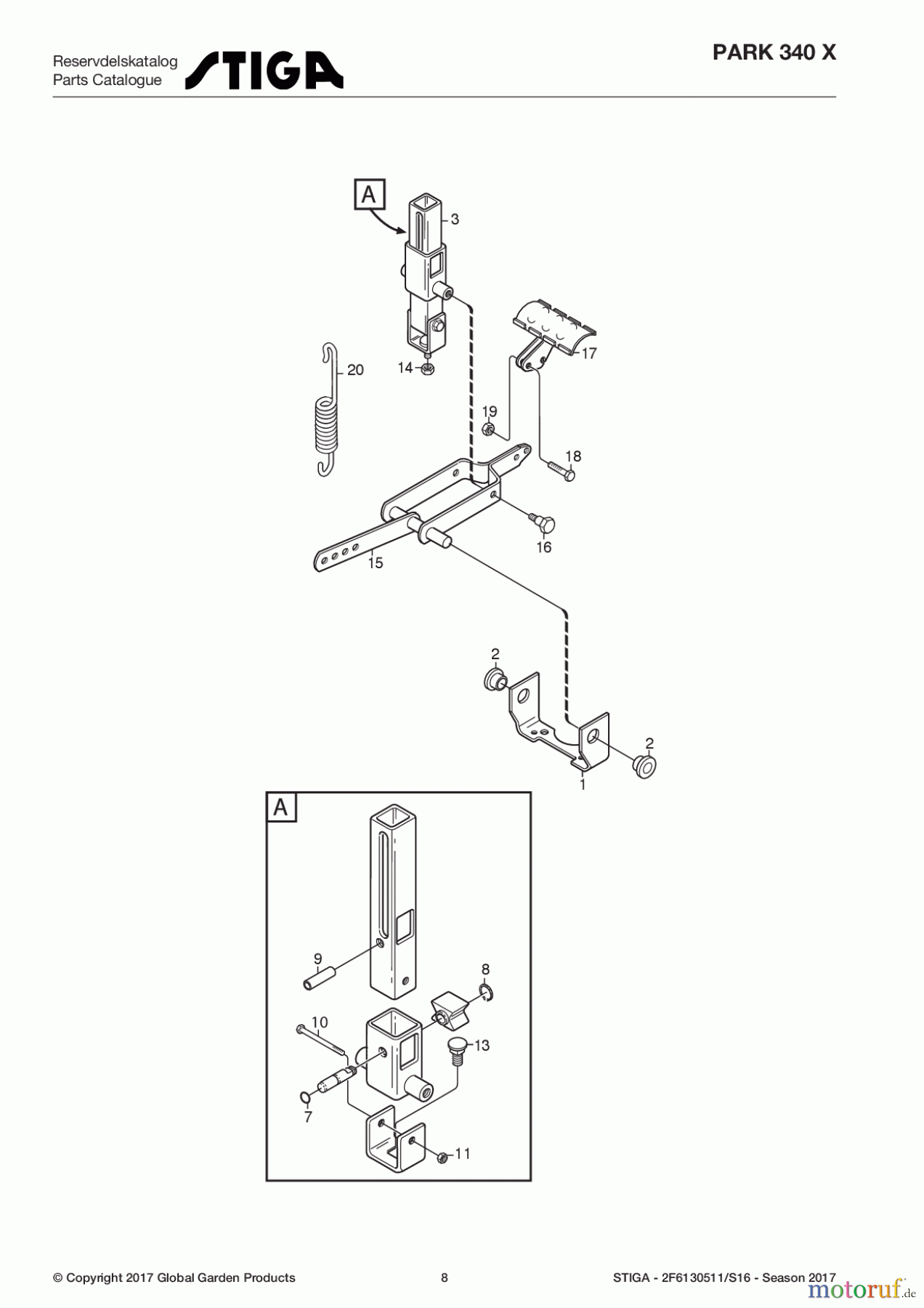  Stiga Frontmäher Baujahr 2017 Park Compact 2017 Park 340 X 2F6130511/S16 - Season 2017 Pedal lift