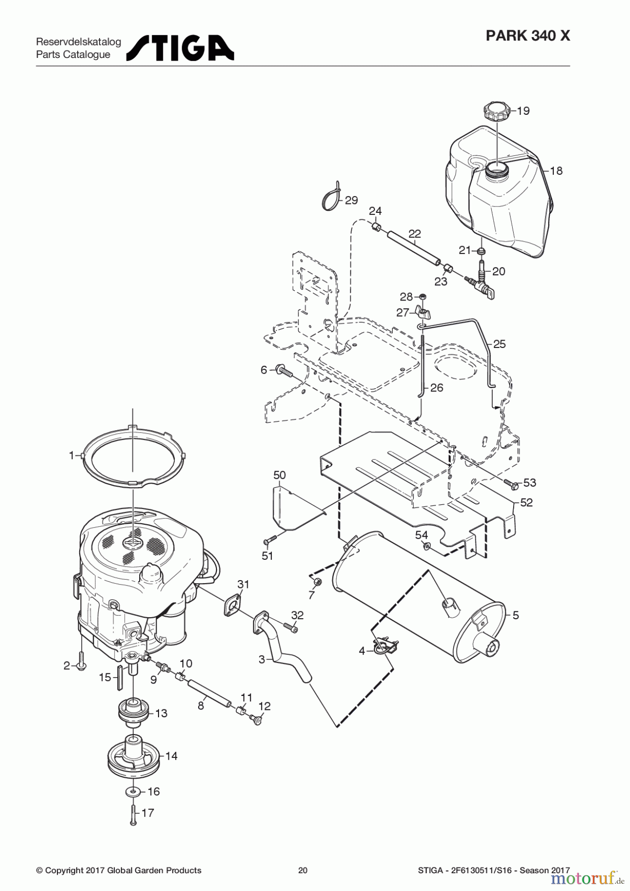  Stiga Frontmäher Grundgerät Park Compact 2017 Park 340 X 2F6130511/S16 - Season 2017 Engine