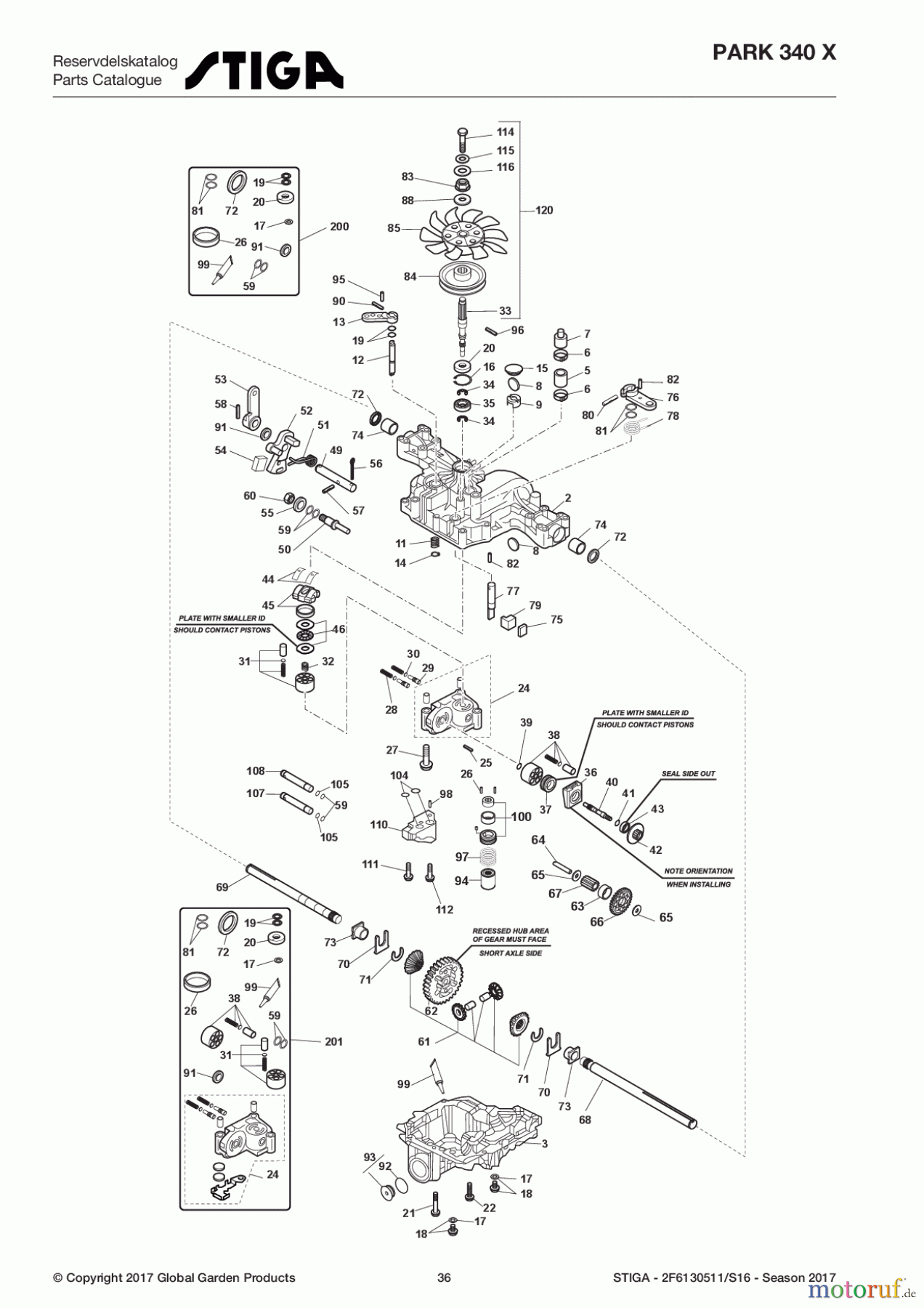  Stiga Frontmäher Baujahr 2017 Park Compact 2017 Park 340 X 2F6130511/S16 - Season 2017 Transmission