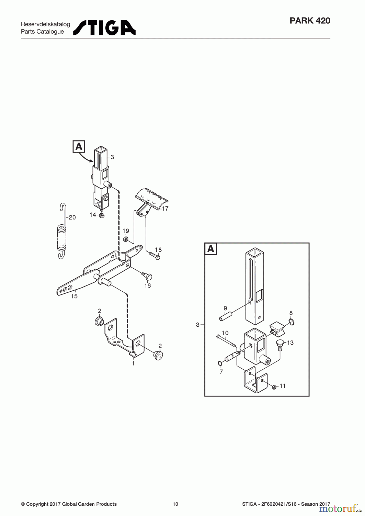  Stiga Frontmäher Baujahr 2017 Park Consumer High 2017 Park 420 2F6020421/S16 - Season 2017 Pedal lift