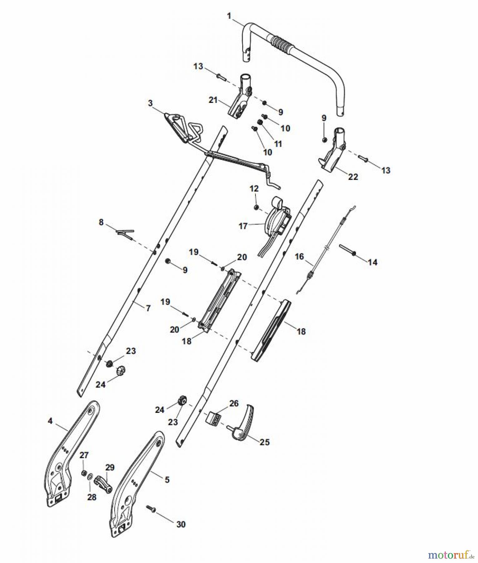  Global Garden Products GGP Rasenmäher Benzin Ohne Antrieb 2017 NT 484 W - 484 WQ Handle, Upper Part