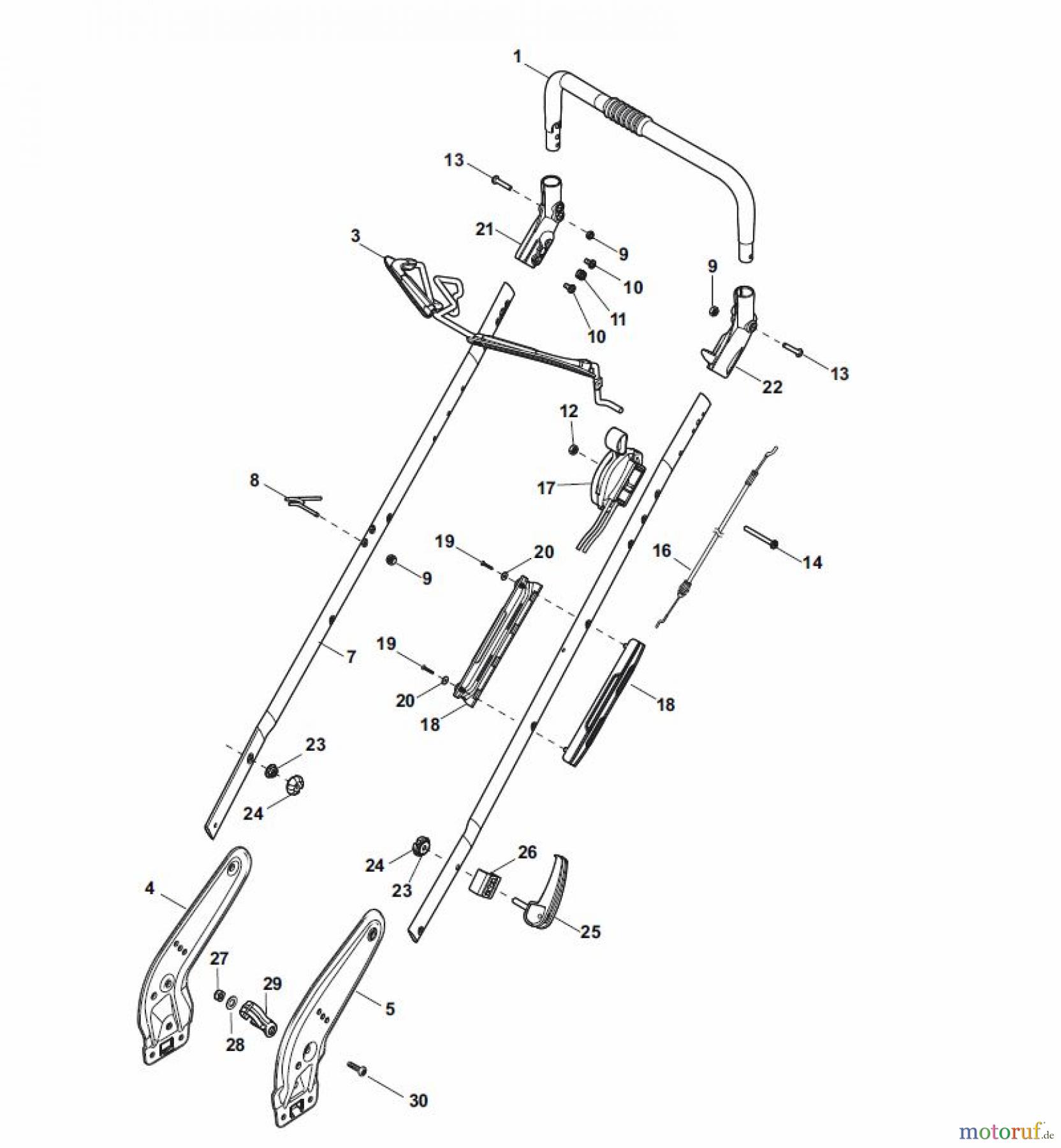  Global Garden Products GGP Rasenmäher Benzin Ohne Antrieb 2017 NT 534 - 534 Q Handle, Upper Part