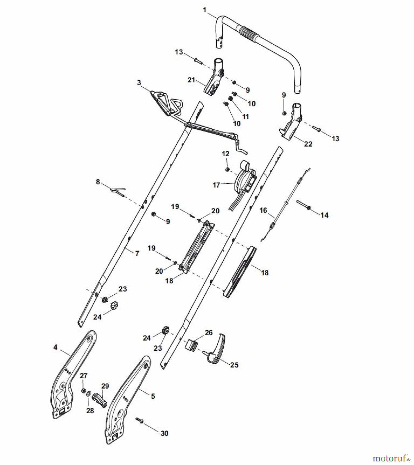  Global Garden Products GGP Rasenmäher Baujahr 2017 Benzin Ohne Antrieb 2017 NT 534 W - 534 WQ Handle, Upper Part