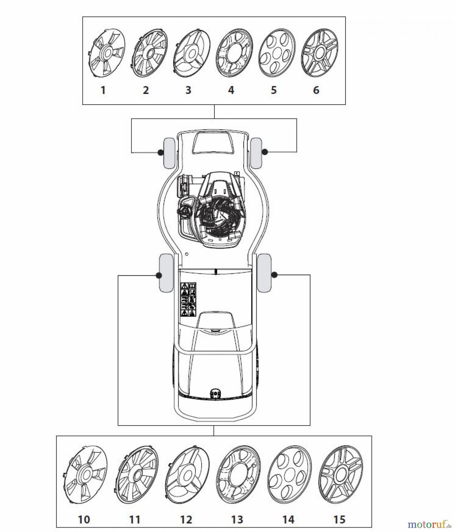  Global Garden Products GGP Rasenmäher Baujahr 2017 Benzin Ohne Antrieb 2017 NT 534 W - 534 WQ Hub Caps