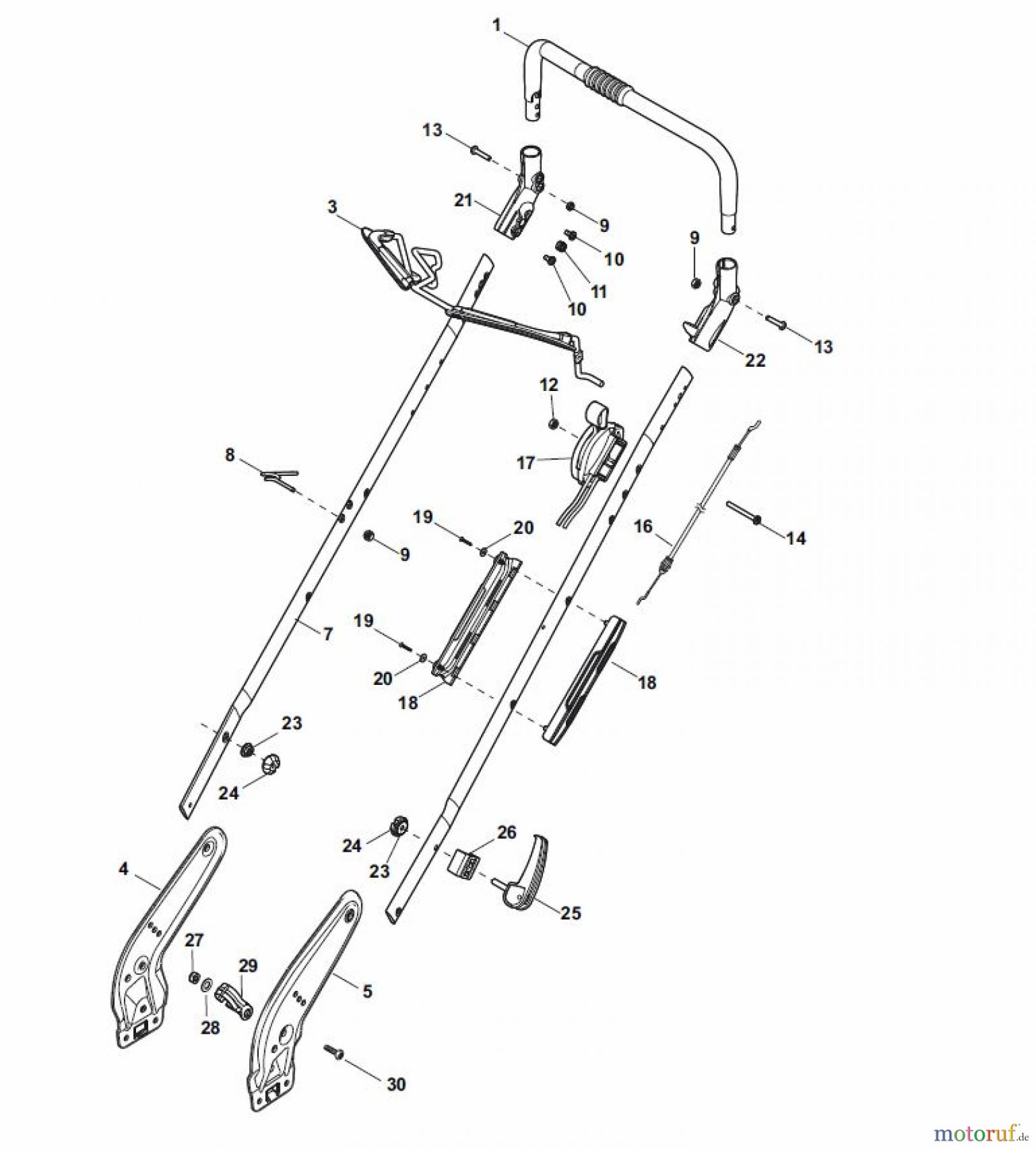  Global Garden Products GGP Rasenmäher Benzin Ohne Antrieb 2017 NTL 484 W - 484 WQ Handle, Upper Part