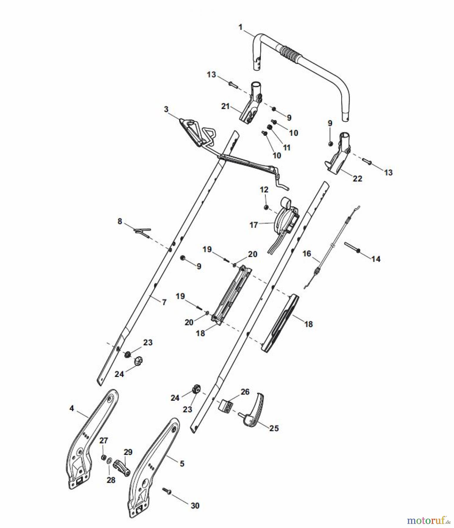  Global Garden Products GGP Rasenmäher Benzin Ohne Antrieb 2017 NTL 534 - 534 Q Handle, Upper Part