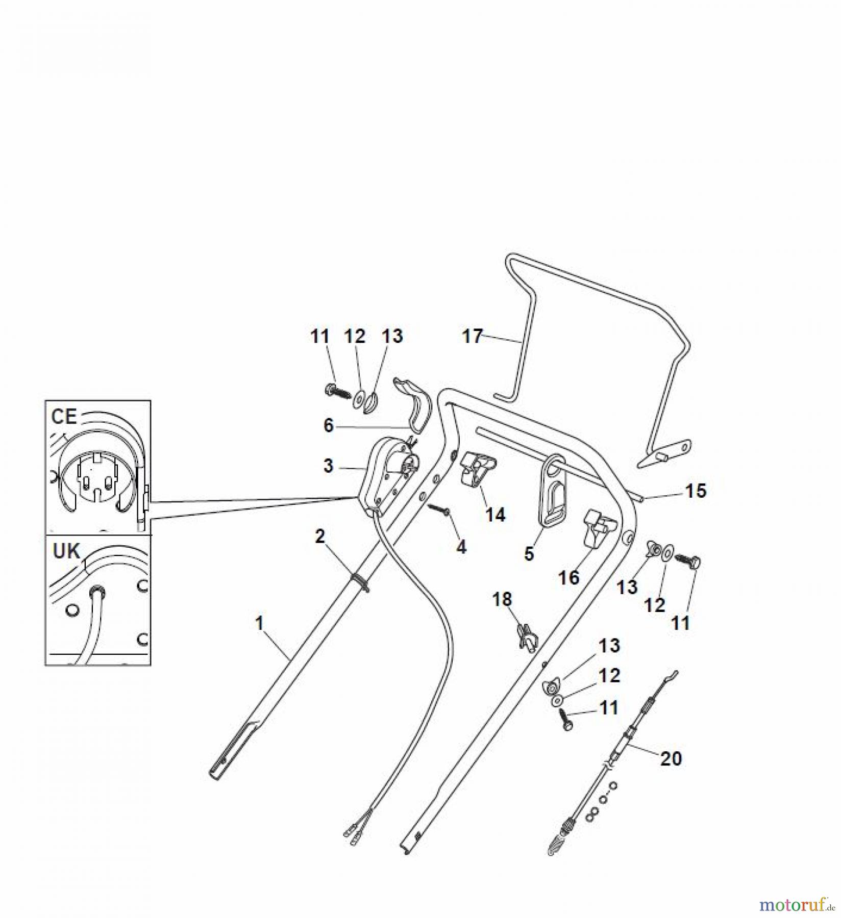  Global Garden Products GGP Rasenmäher Elektro mit Antrieb 2017 CRL-CSL 480 S - CRL-CSL 480 SQ Handle, Upper Part