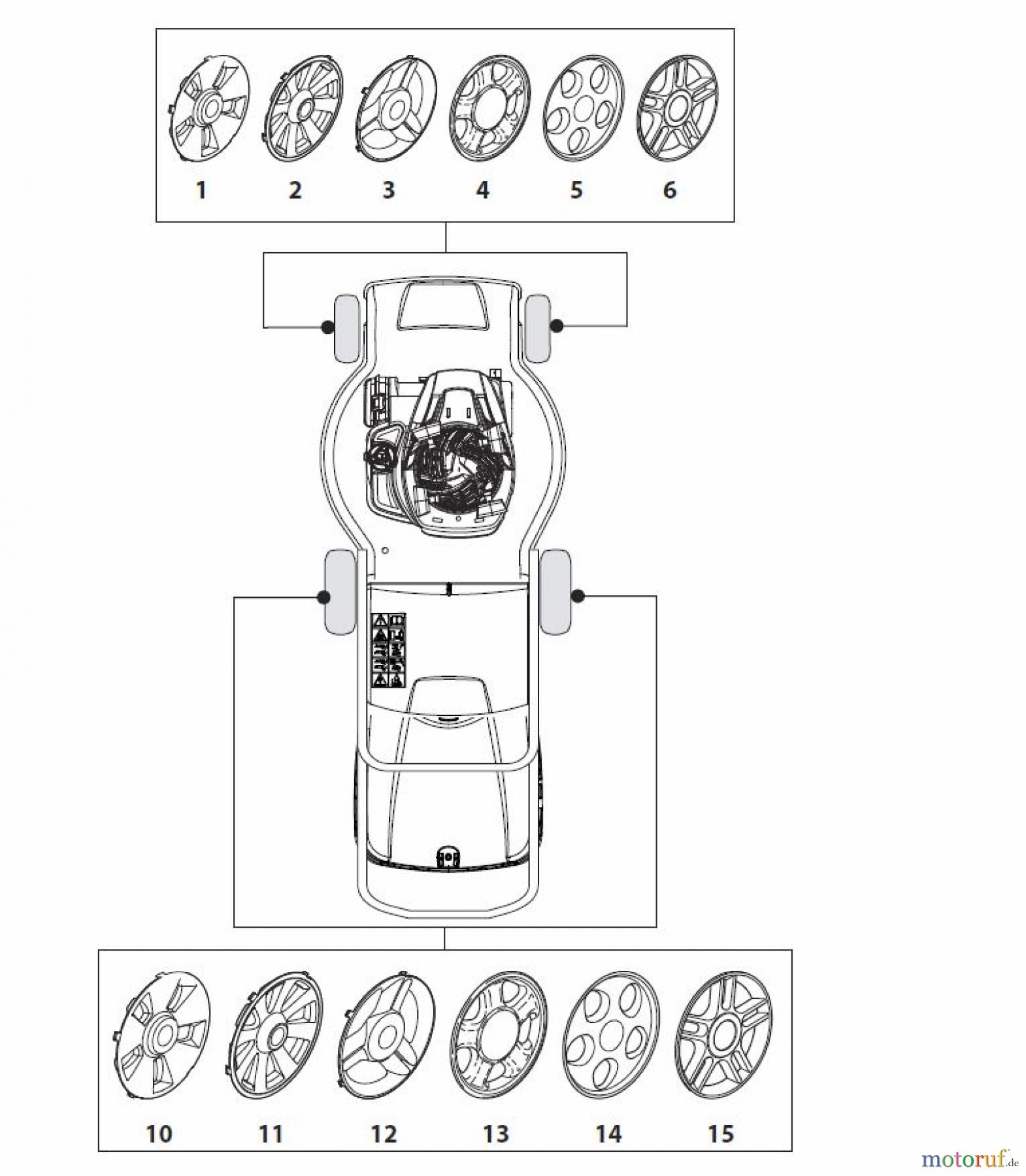  Global Garden Products GGP Rasenmäher Baujahr 2017 Elektro mit Antrieb 2017 NT 480 W TR - TRQ Hub Caps