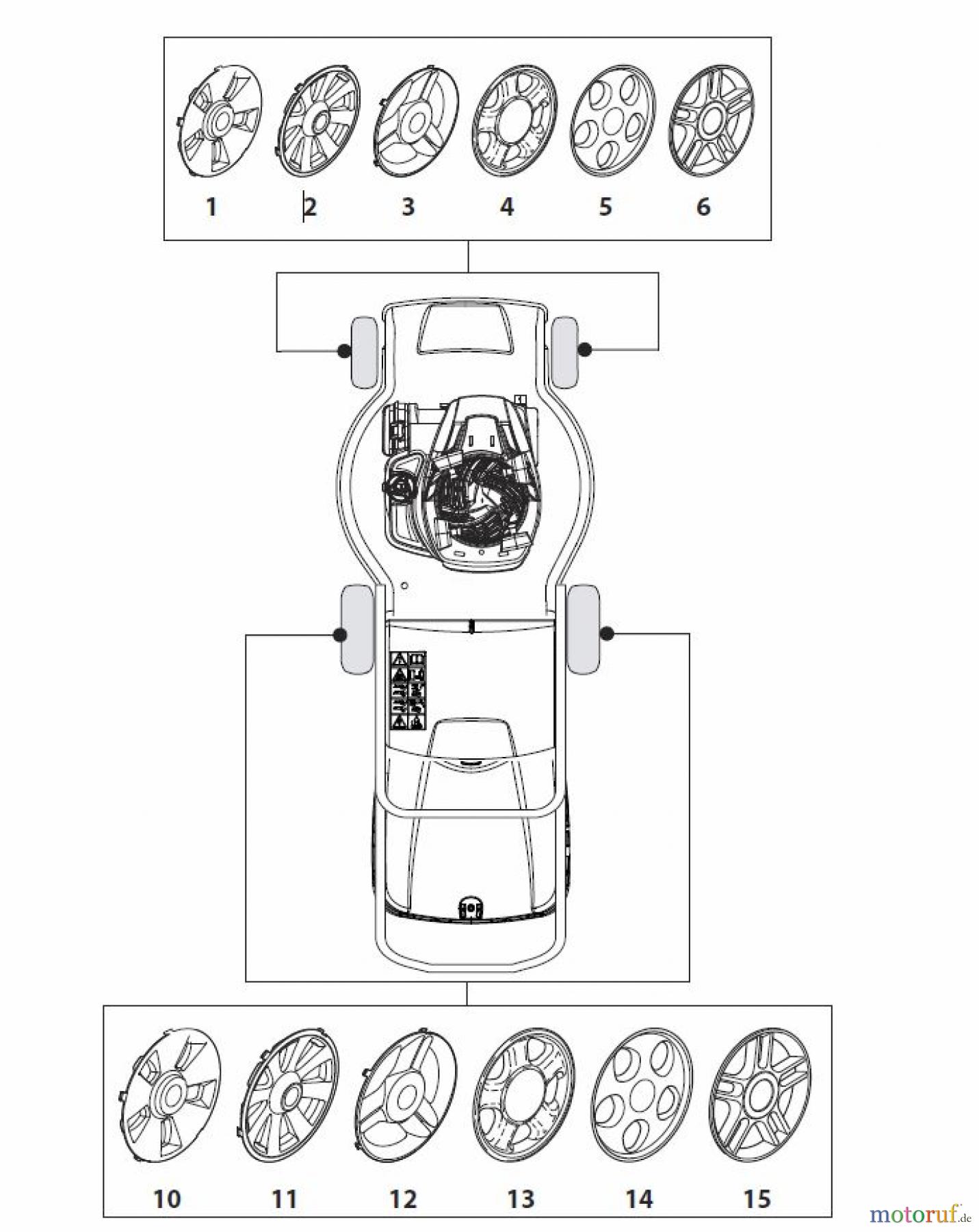  Global Garden Products GGP Rasenmäher Baujahr 2017 Elektro mit Antrieb 2017 NTL 480 W TR - TRQ Hub Caps