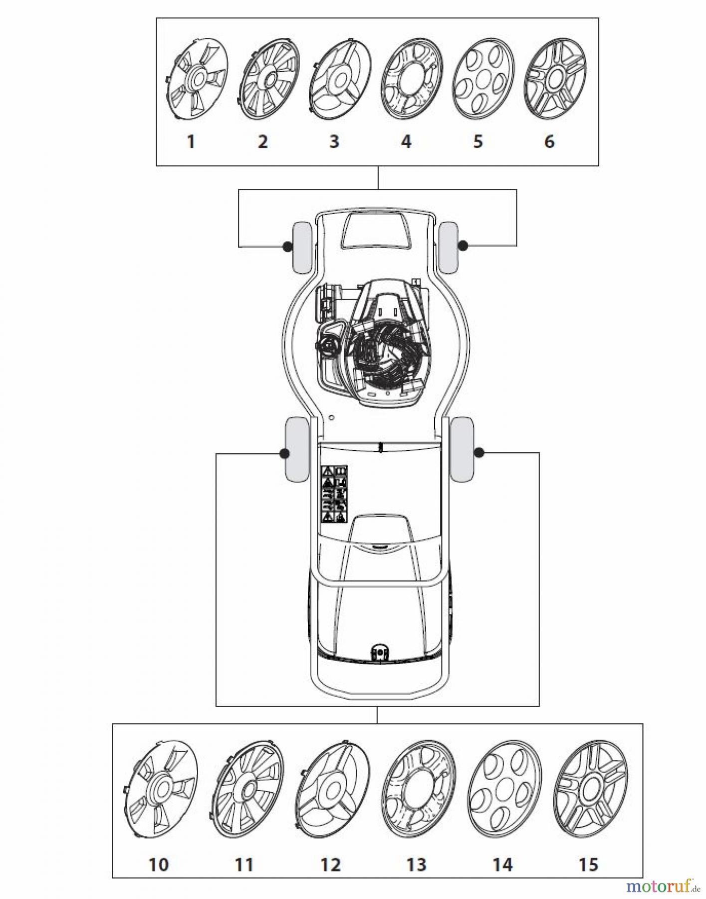  Global Garden Products GGP Rasenmäher Baujahr 2017 Elektro Ohne Antrieb 2017 NT 480 W - 480 WQ Hub Caps