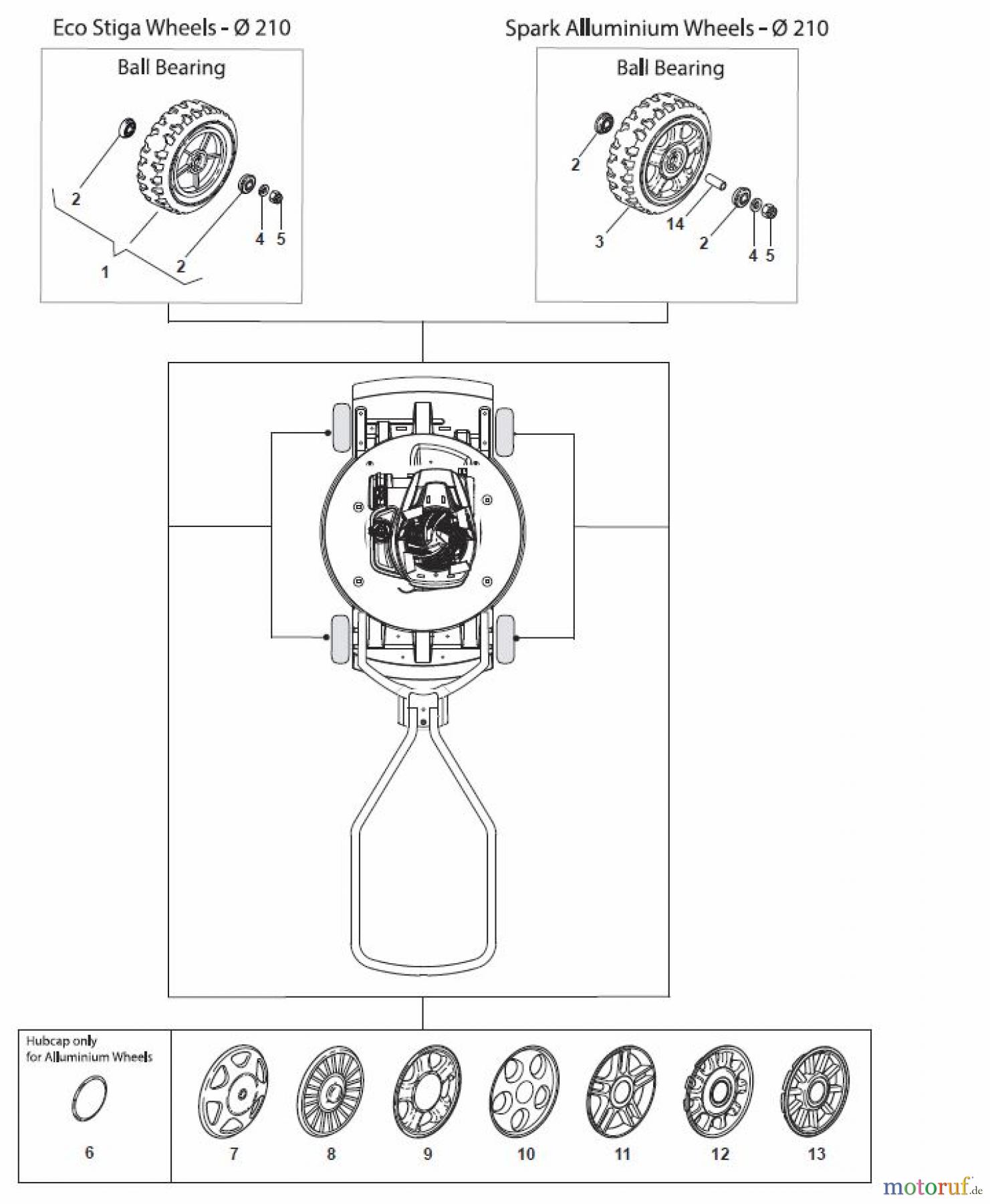  Global Garden Products GGP Rasenmäher Baujahr 2017 Elektro Ohne Antrieb 2017 MCS 500 Wheels and Hub Caps