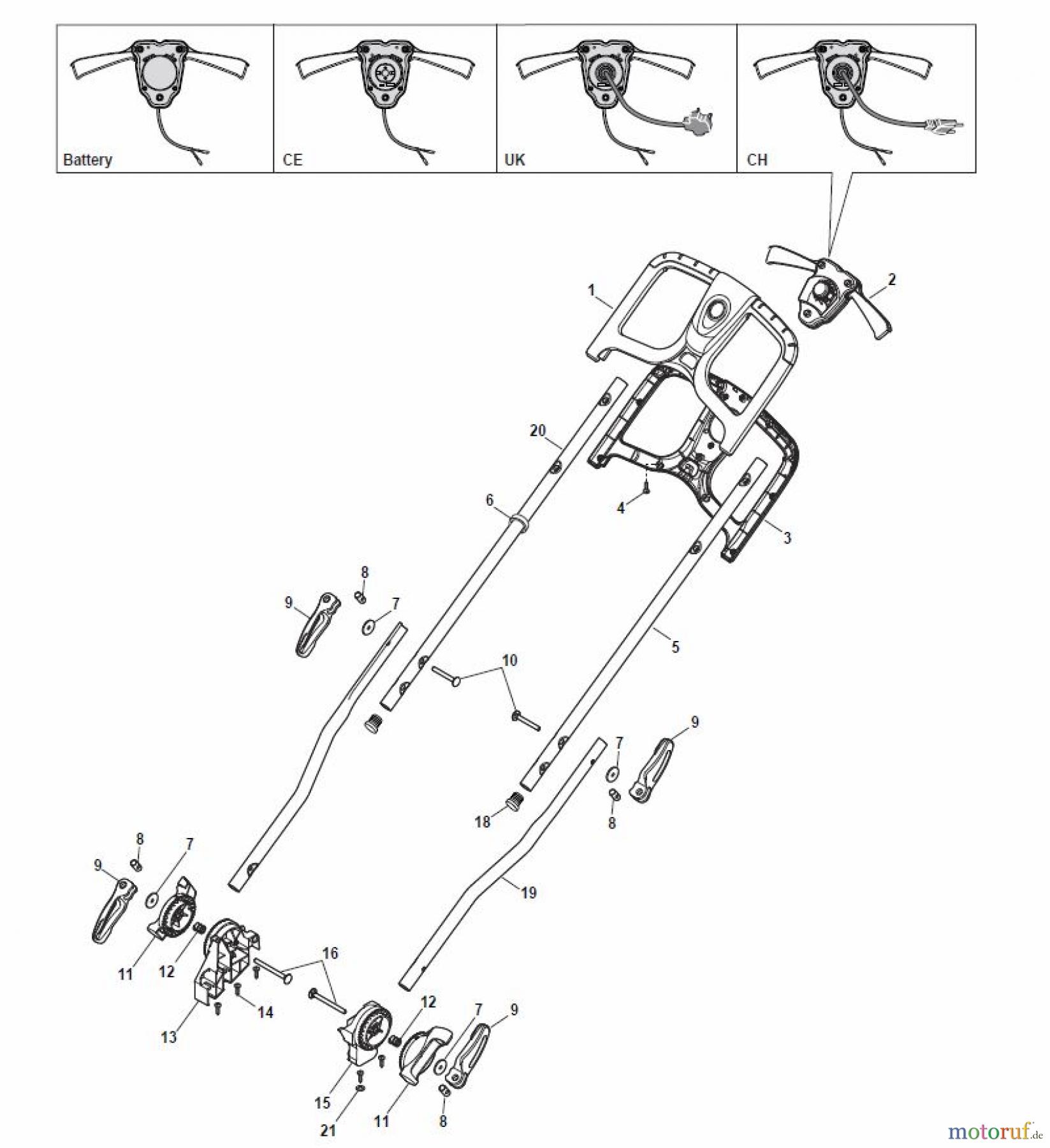  Global Garden Products GGP Rasenmäher Baujahr 2017 Elektro Ohne Antrieb 2017 EL 420 Handle, Upper Part