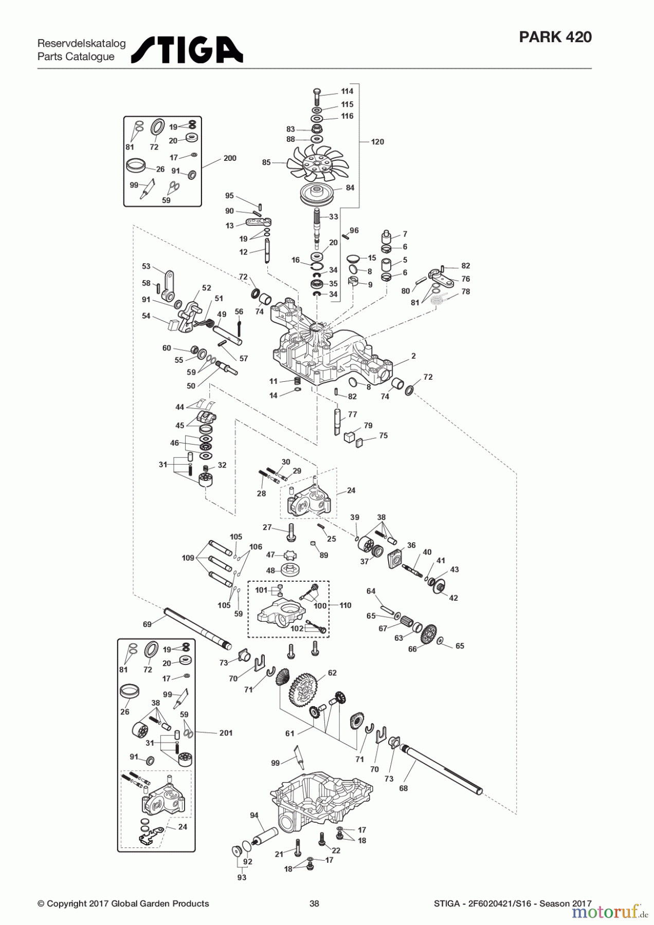  Stiga Frontmäher Baujahr 2017 Park Consumer High 2017 Park 420 2F6020421/S16 - Season 2017 Transmission