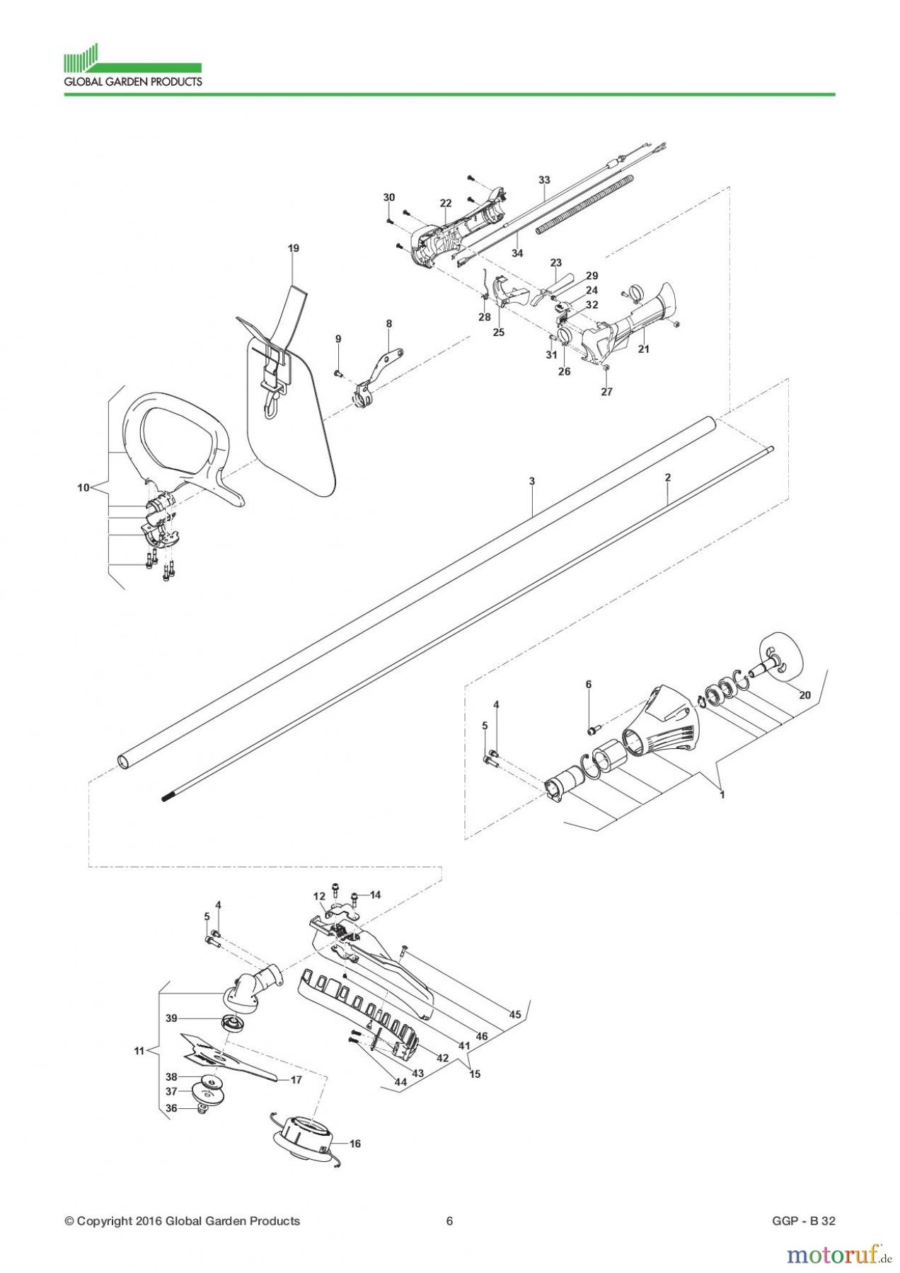  Global Garden Products GGP Motorsensen und Trimmer Benzin 2017 B 32 Transmission