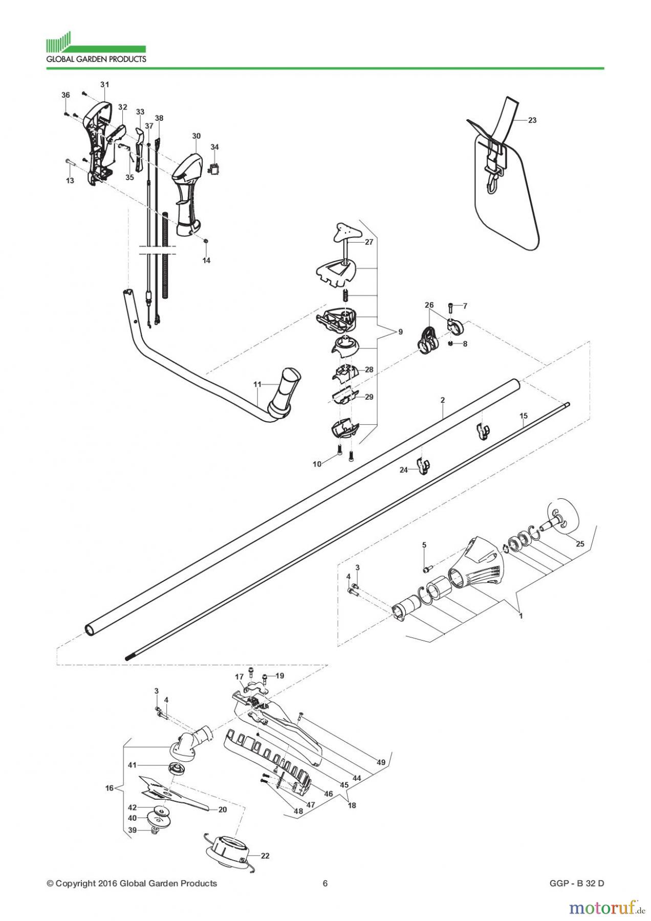  Global Garden Products GGP Motorsensen und Trimmer Benzin 2017 B 32 D Transmission