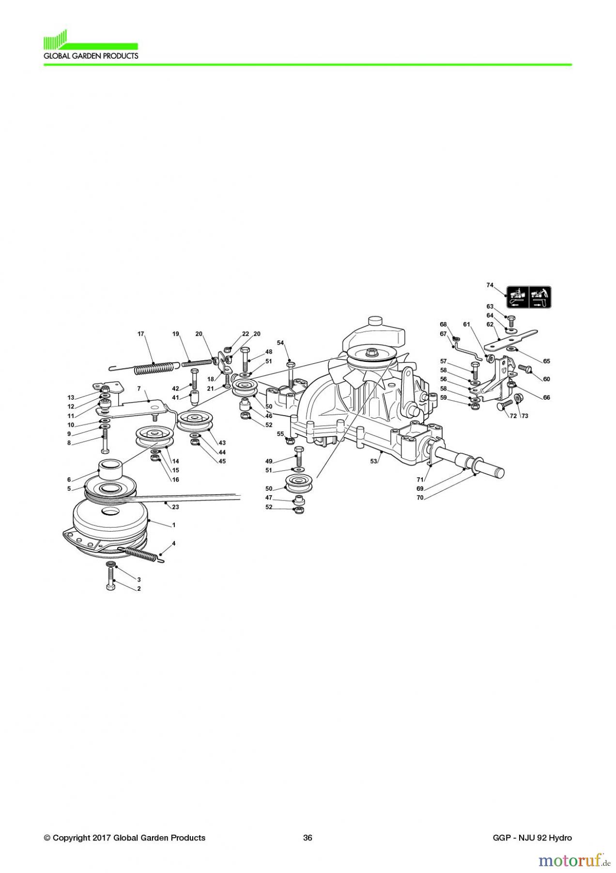  Global Garden Products GGP Aufsitzmäher Sammler Collecting 92cm 2017 NJU 92 Hydro Transmission Tuff Torq