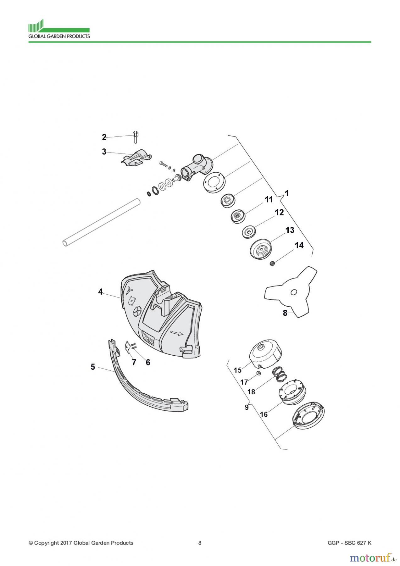  Global Garden Products GGP Motorsensen und Trimmer Benzin 2017 SBC 627 K Gear case