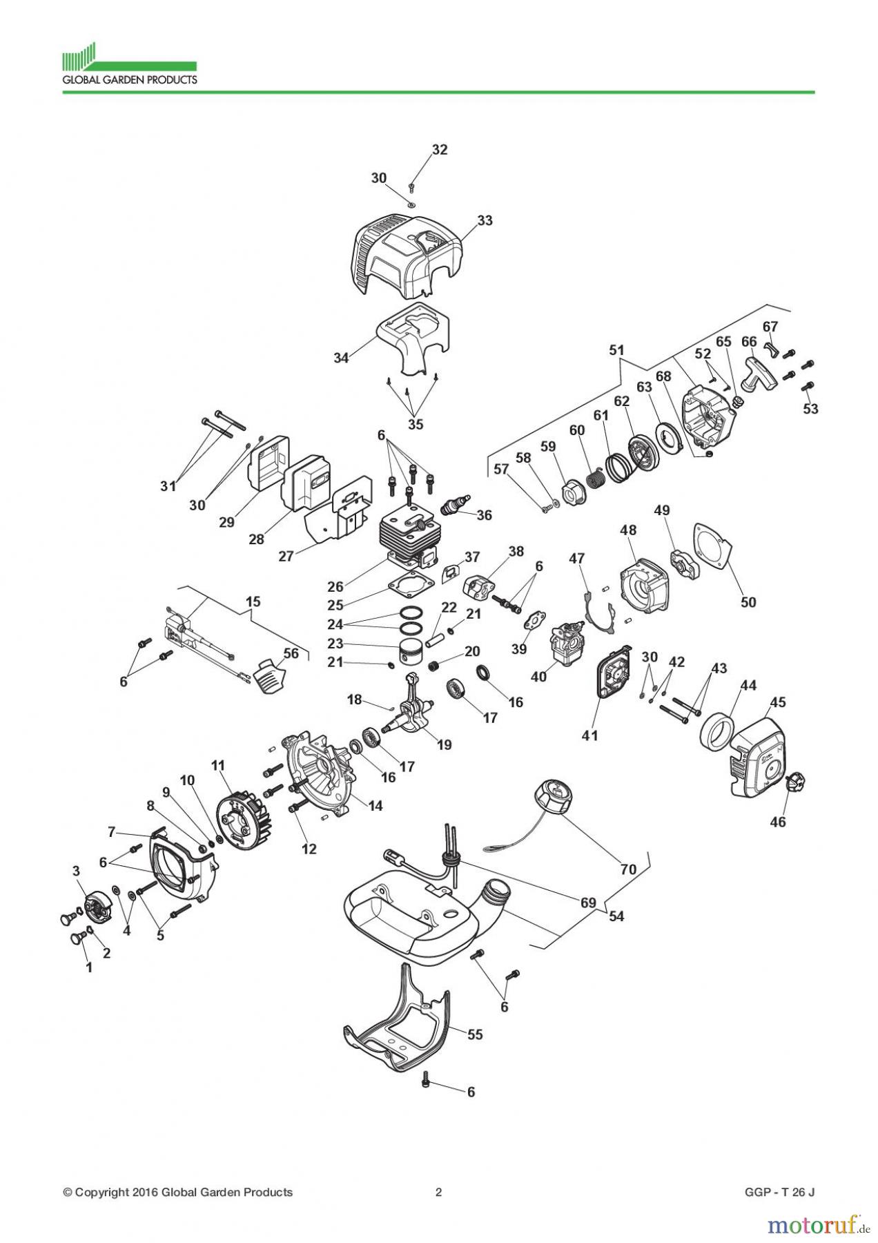  Global Garden Products GGP Motorsensen und Trimmer Benzin 2017 T 26 J Engine