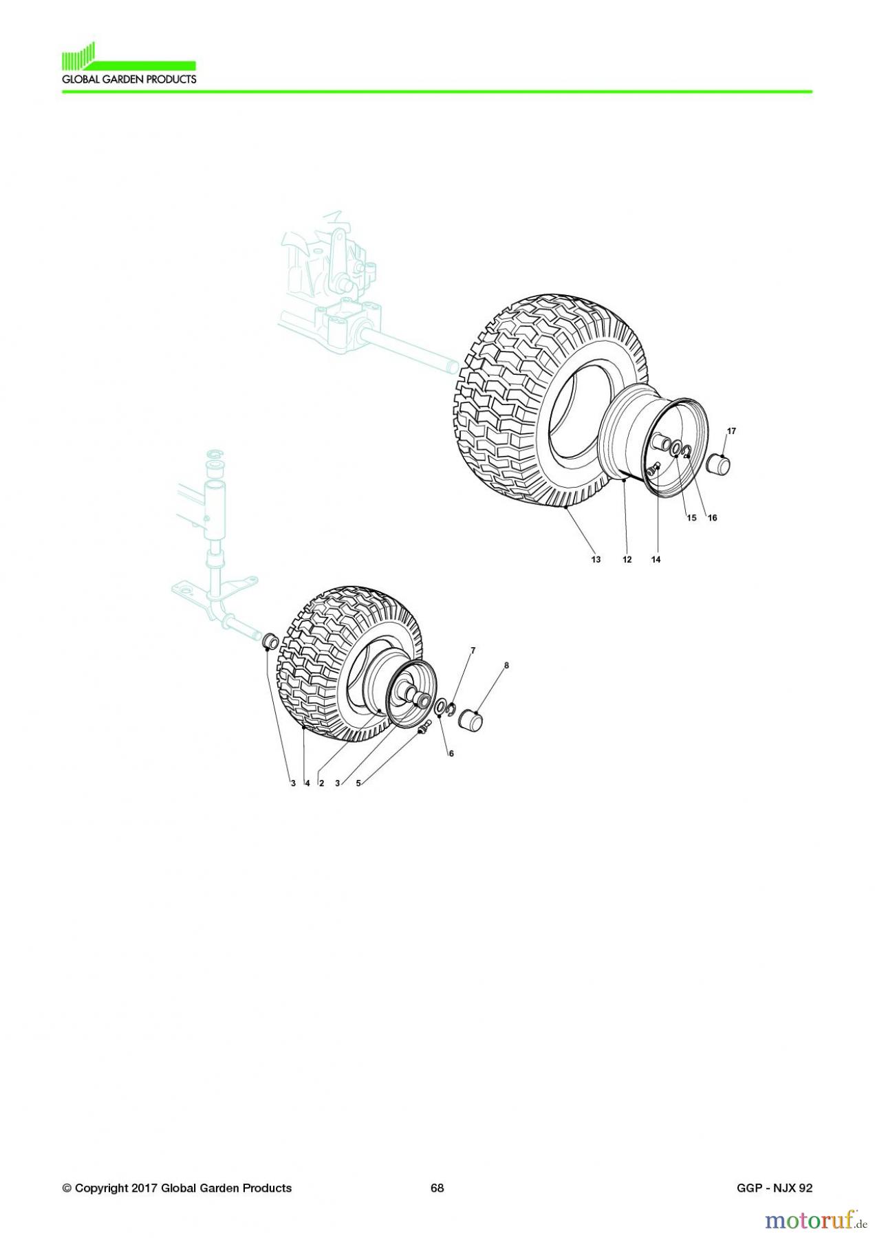  Global Garden Products GGP Aufsitzmäher Sammler Collecting 92cm 2017 NJX 92 Wheels