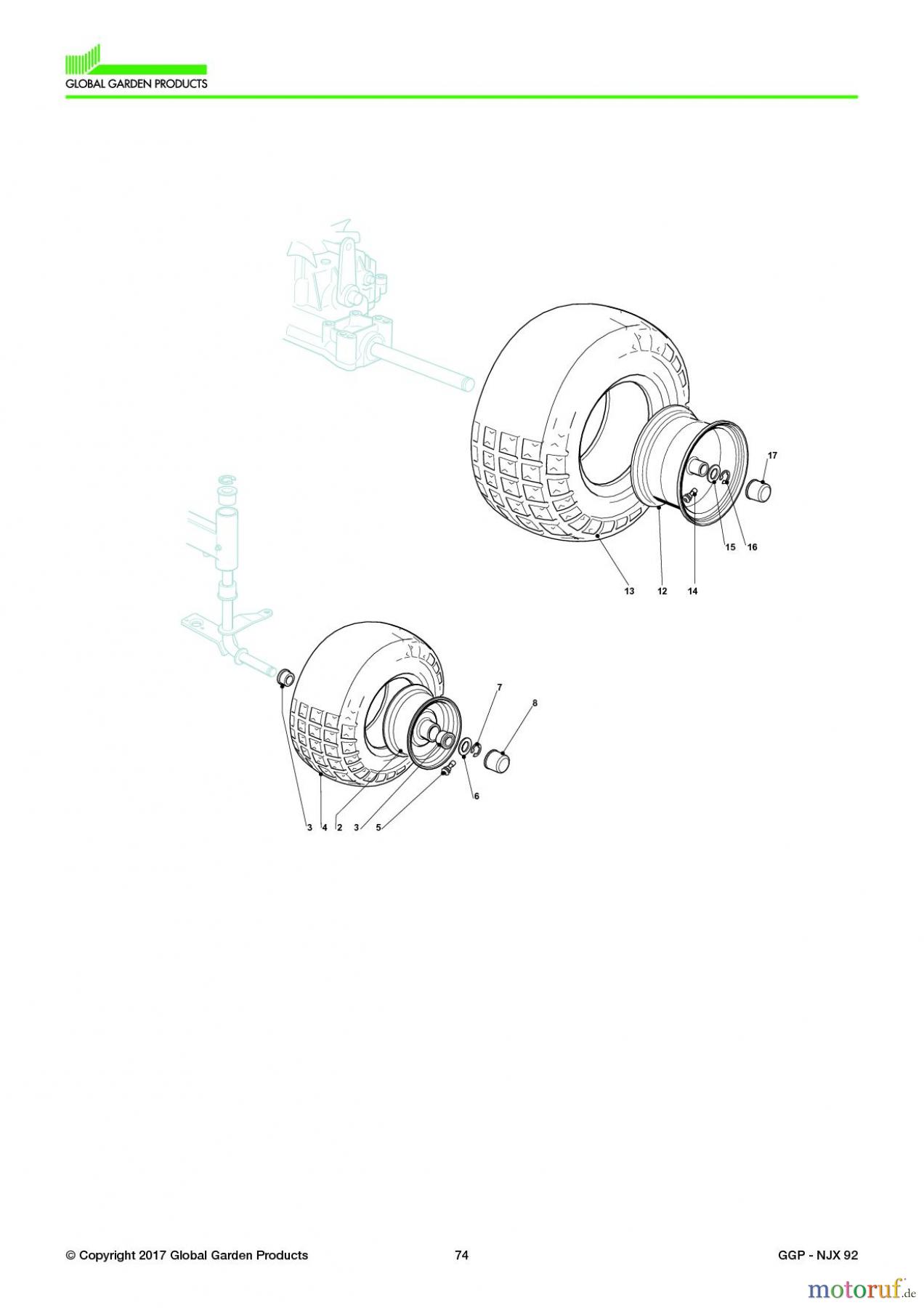  Global Garden Products GGP Aufsitzmäher Sammler Collecting 92cm 2017 NJX 92 Wheels