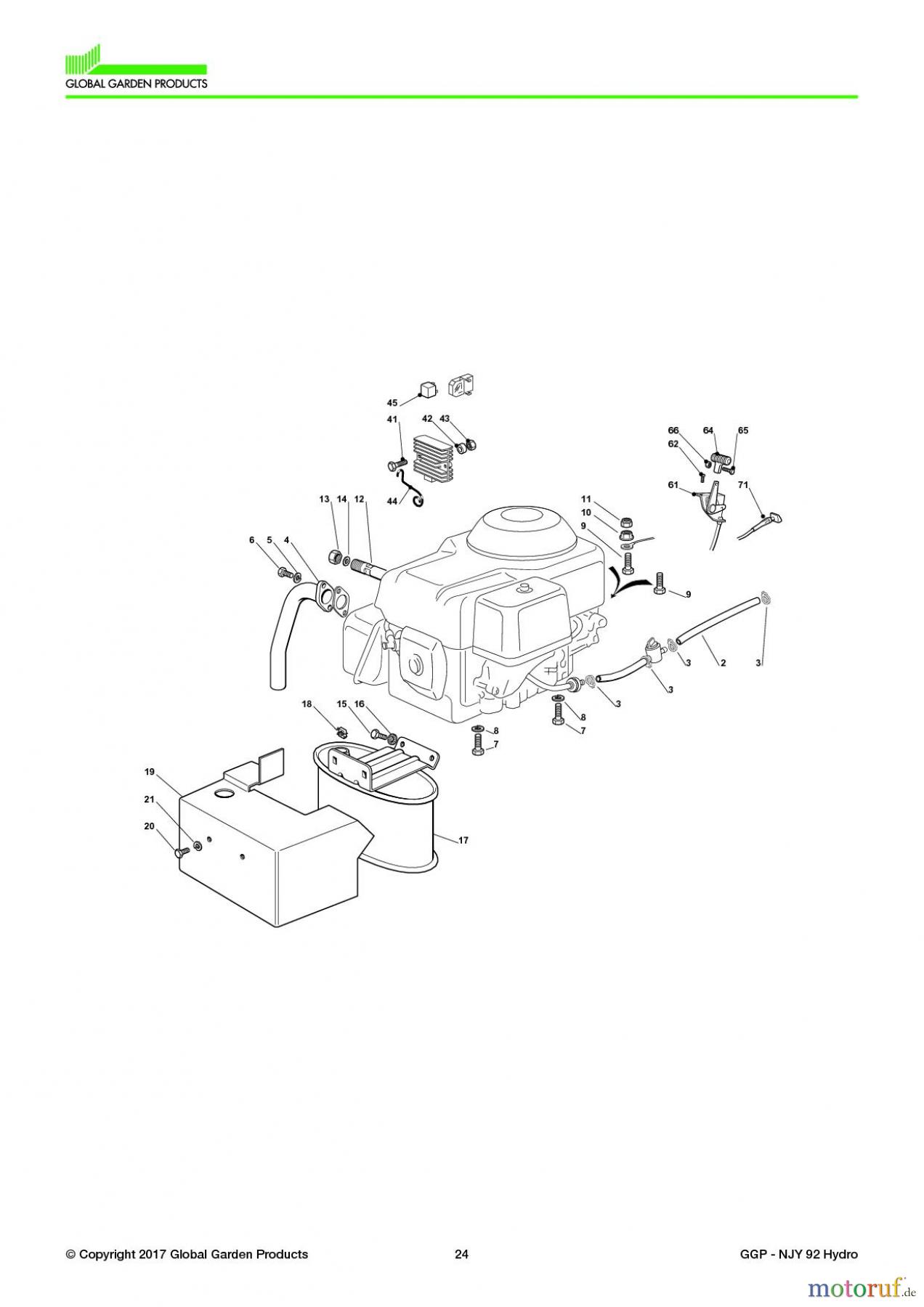  Global Garden Products GGP Aufsitzmäher Sammler Collecting 92cm 2017 NJY 92 Hydro Engine - Honda Gxv 390