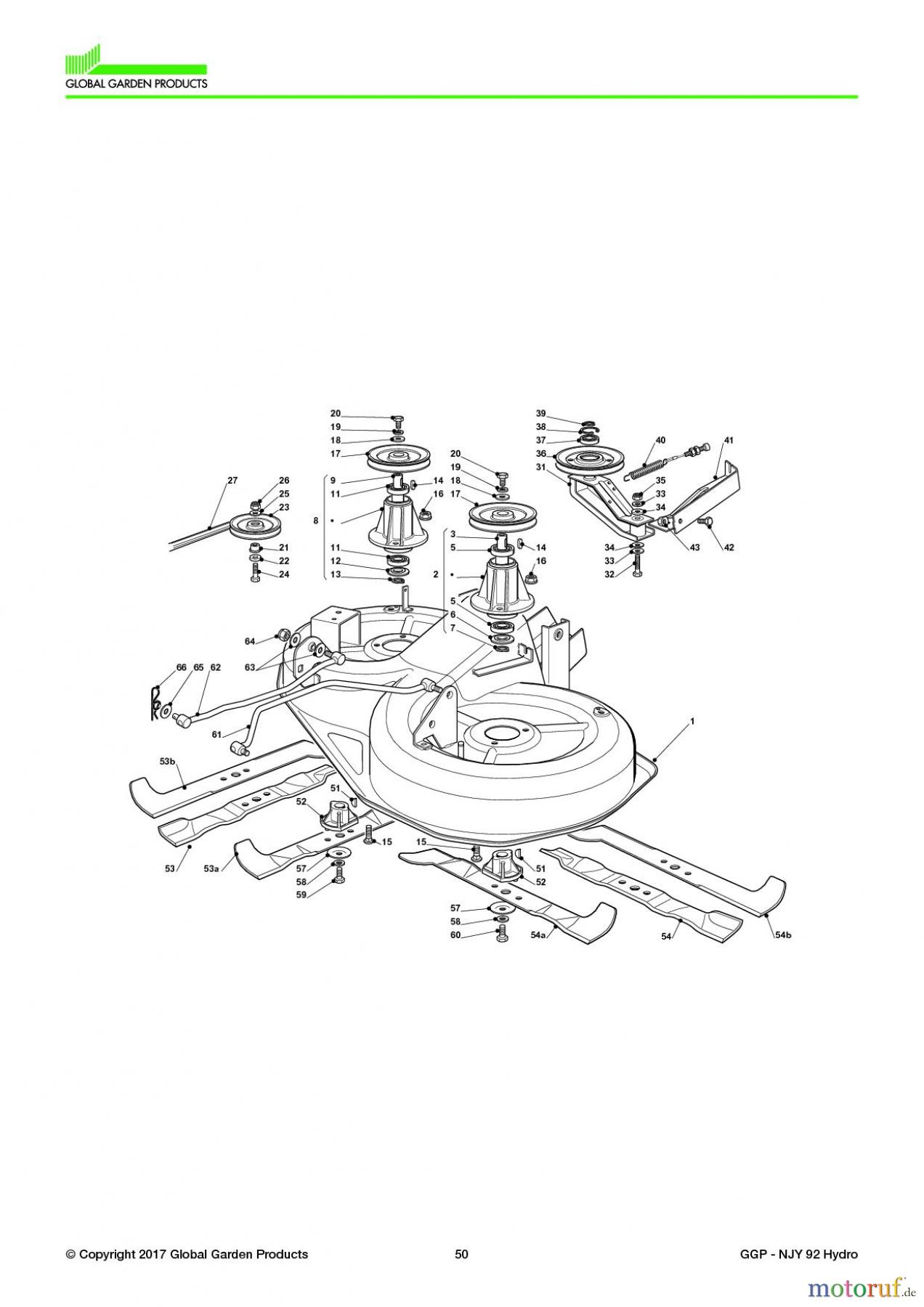  Global Garden Products GGP Aufsitzmäher Sammler Collecting 92cm 2017 NJY 92 Hydro Cutting Plate