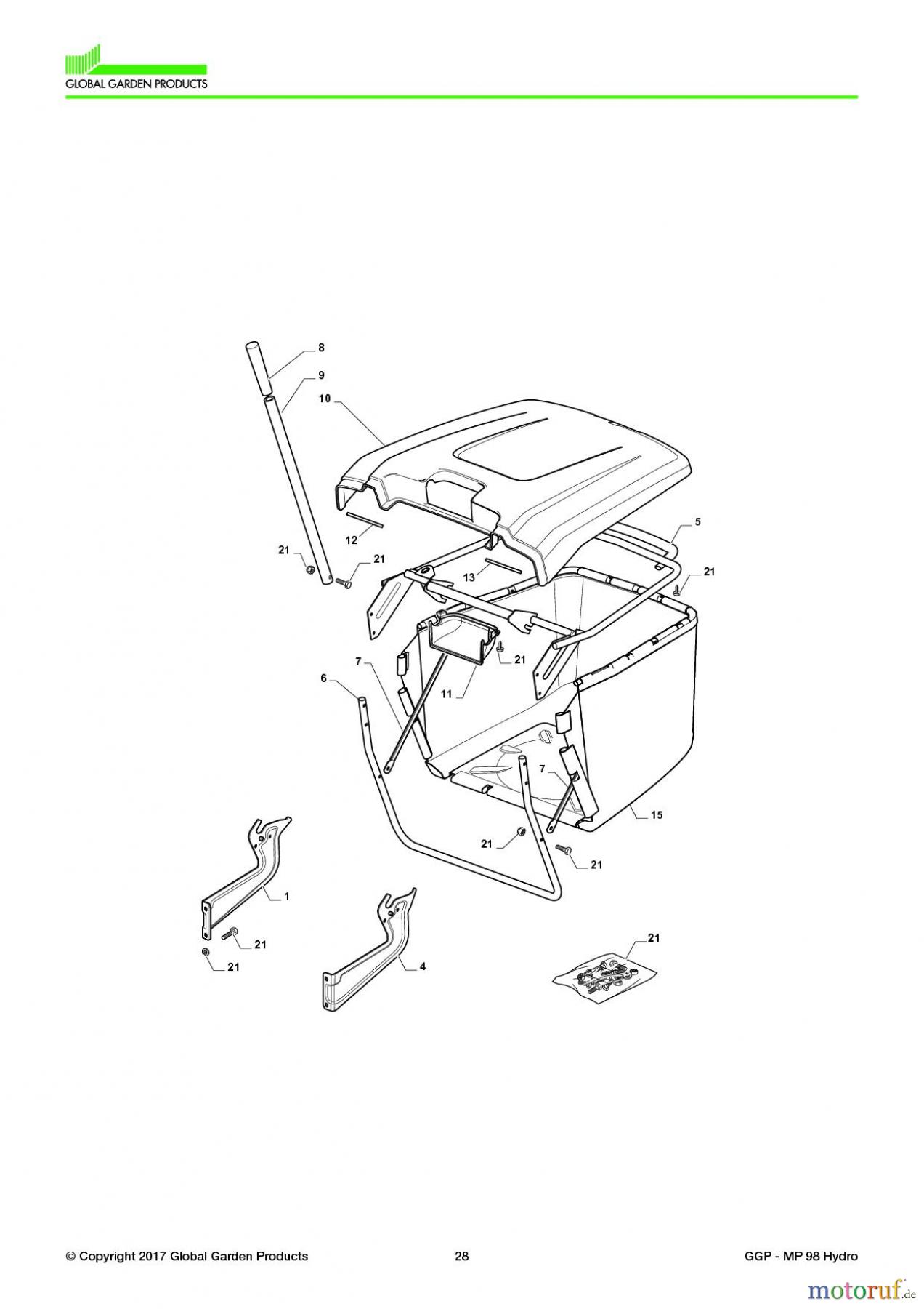  Global Garden Products GGP Aufsitzmäher Sammler Collecting 98cm 2017 MP 98 Hydro Grasscatcher High End