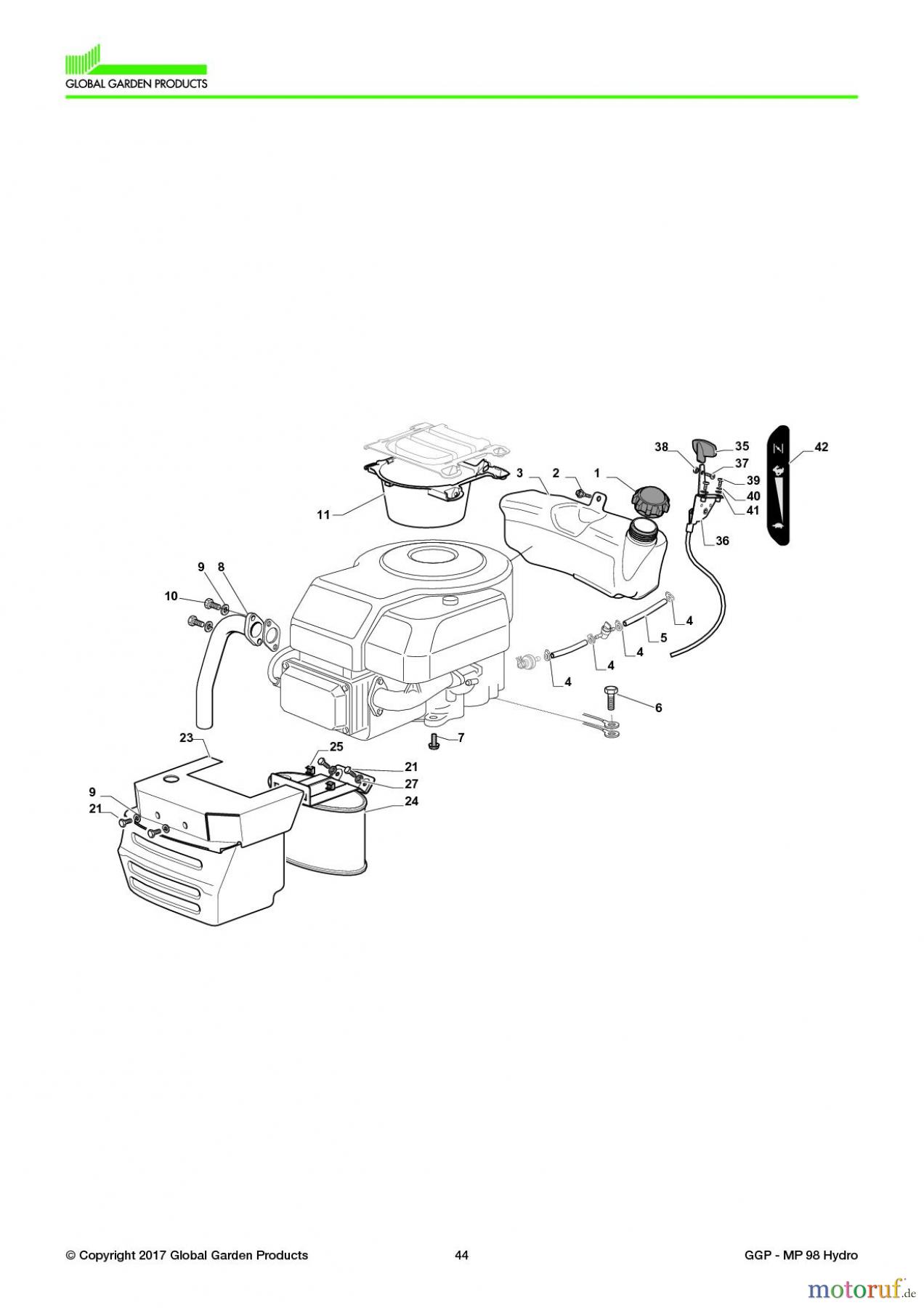  Global Garden Products GGP Aufsitzmäher Sammler Collecting 98cm 2017 MP 98 Hydro Engine - Kohler