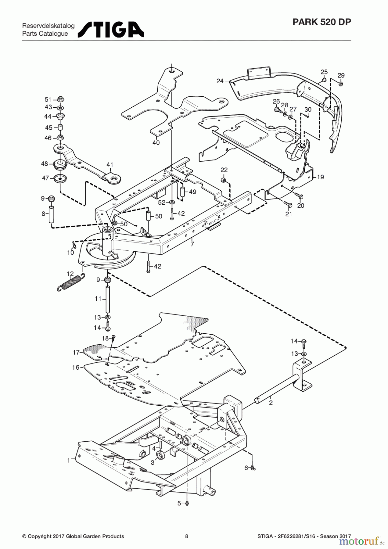  Stiga Frontmäher Grundgerät Park Consumer High 2017 Park 520 DP 2F6226281/S16 - Season 2017 Frame