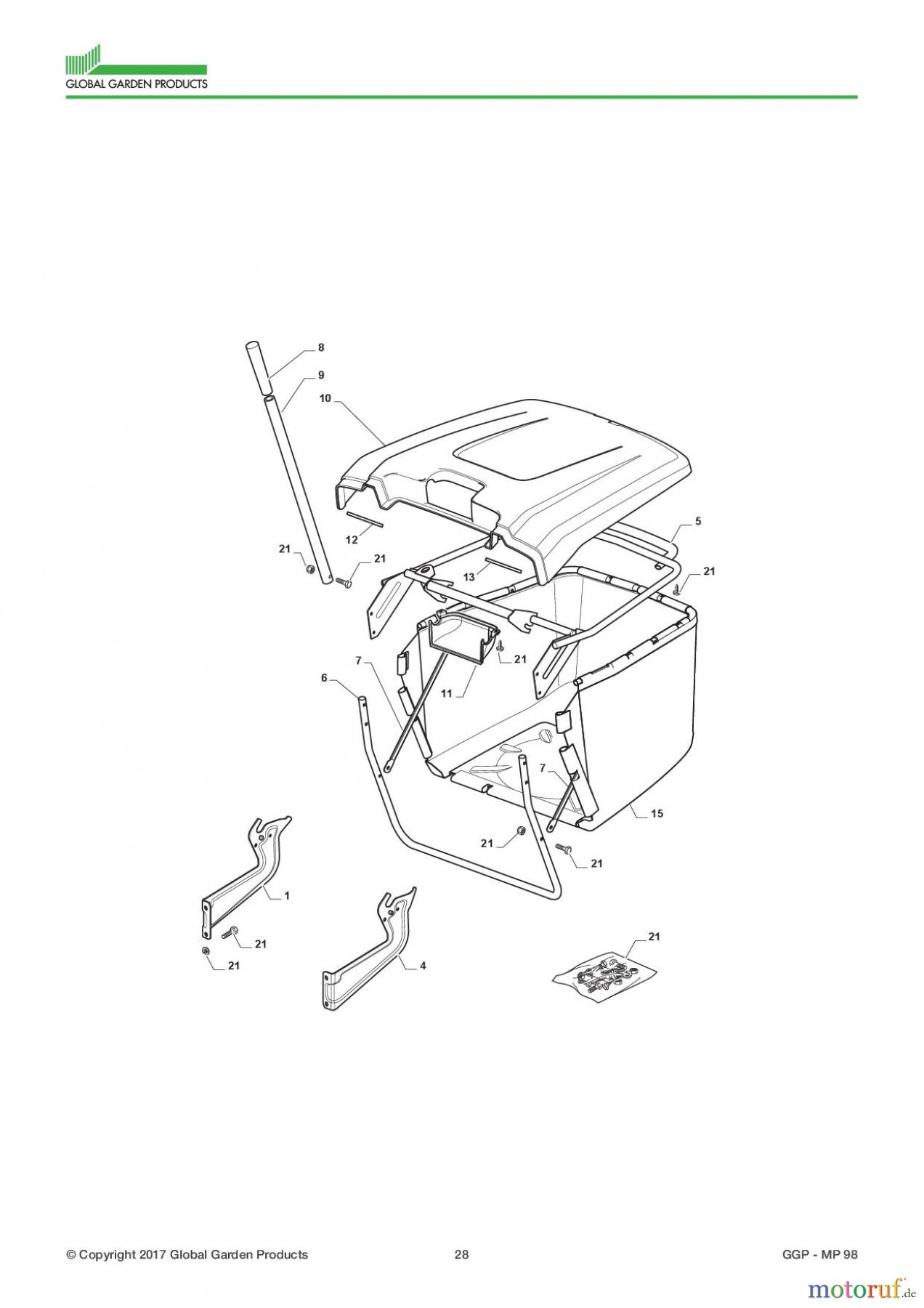  Global Garden Products GGP Aufsitzmäher Sammler Collecting 98cm 2017 MP 98 Grasscatcher High End