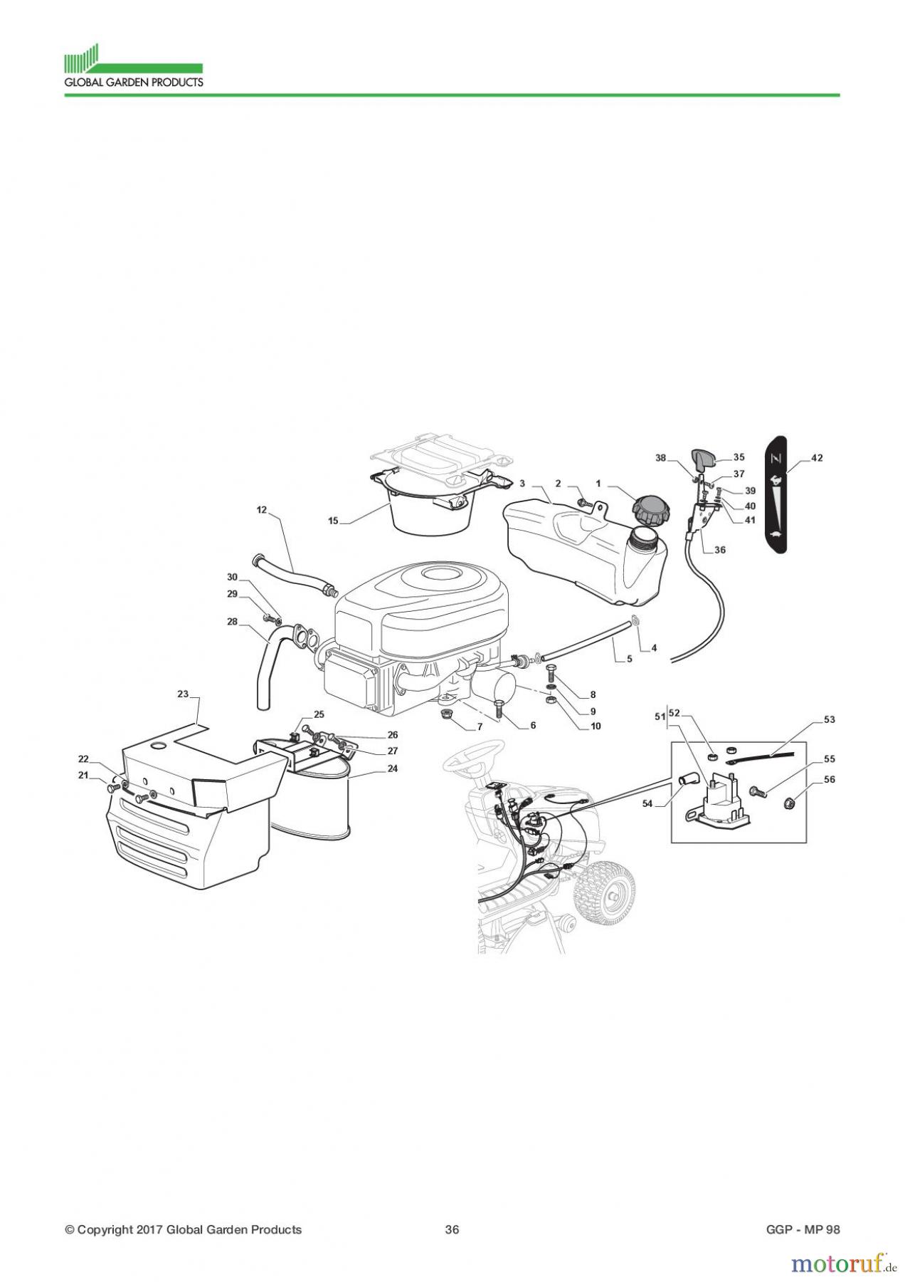  Global Garden Products GGP Aufsitzmäher Sammler Collecting 98cm 2017 MP 98 Engine - B&S 16,5 - 18,5 Hp