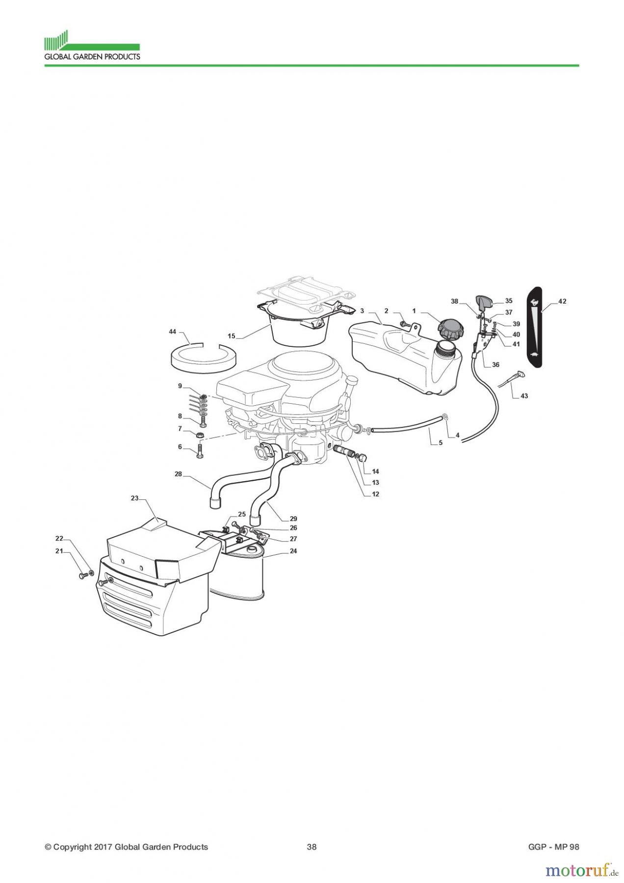  Global Garden Products GGP Aufsitzmäher Sammler Collecting 98cm 2017 MP 98 Engine - Honda GCV 530