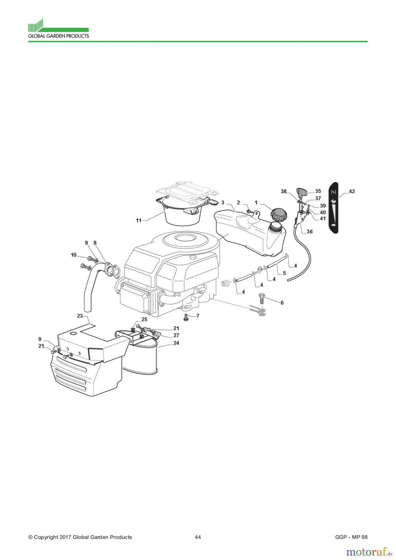  Global Garden Products GGP Aufsitzmäher Sammler Collecting 98cm 2017 MP 98 Engine - Kohler