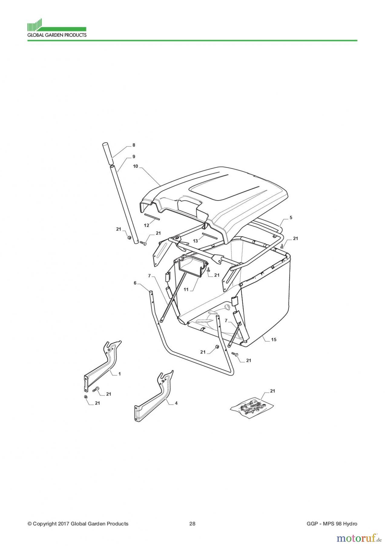  Global Garden Products GGP Aufsitzmäher Sammler Collecting 98cm 2017 MPS 98 Hydro Grasscatcher High End