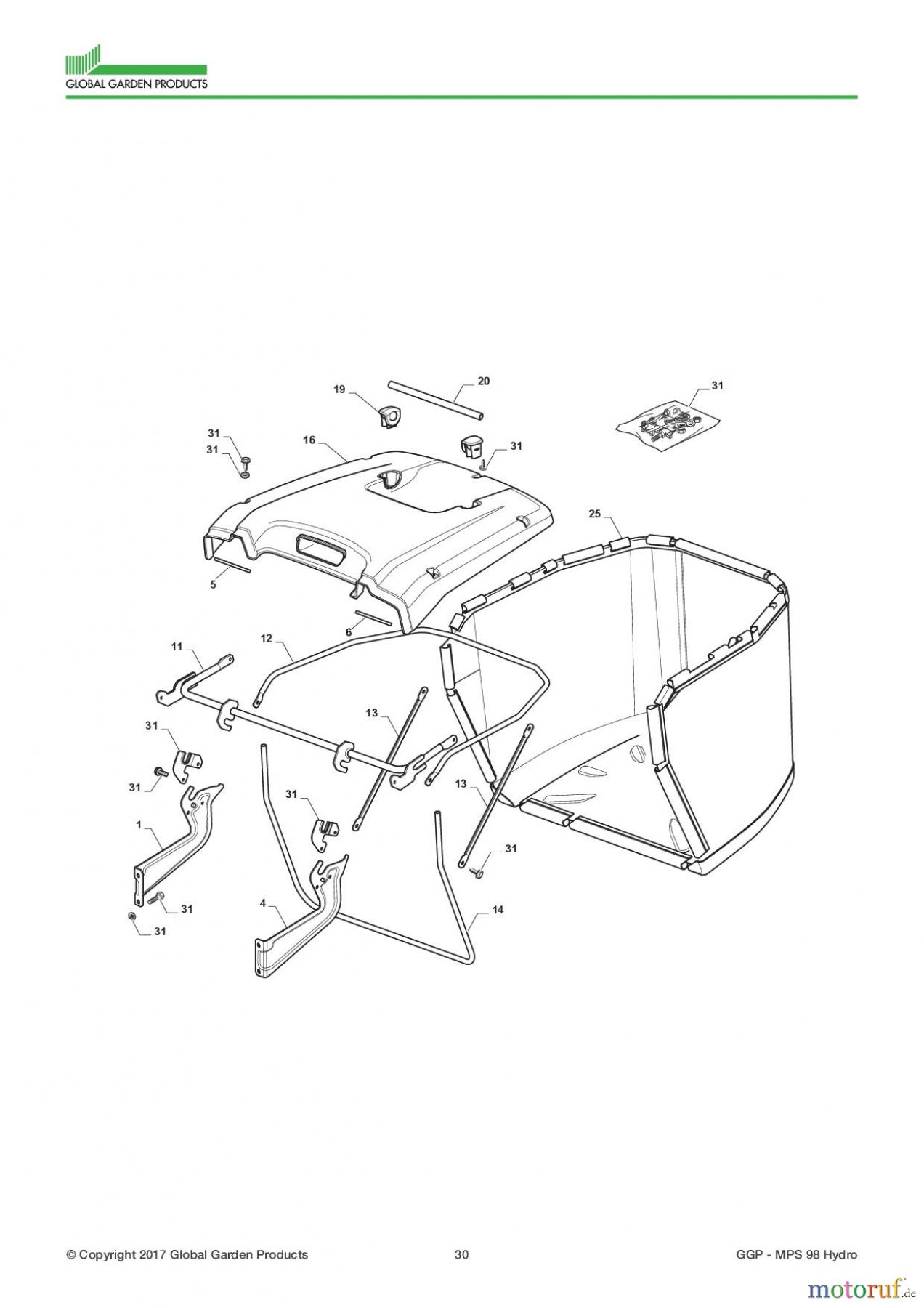  Global Garden Products GGP Aufsitzmäher Sammler Collecting 98cm 2017 MPS 98 Hydro Grasscatcher Low End
