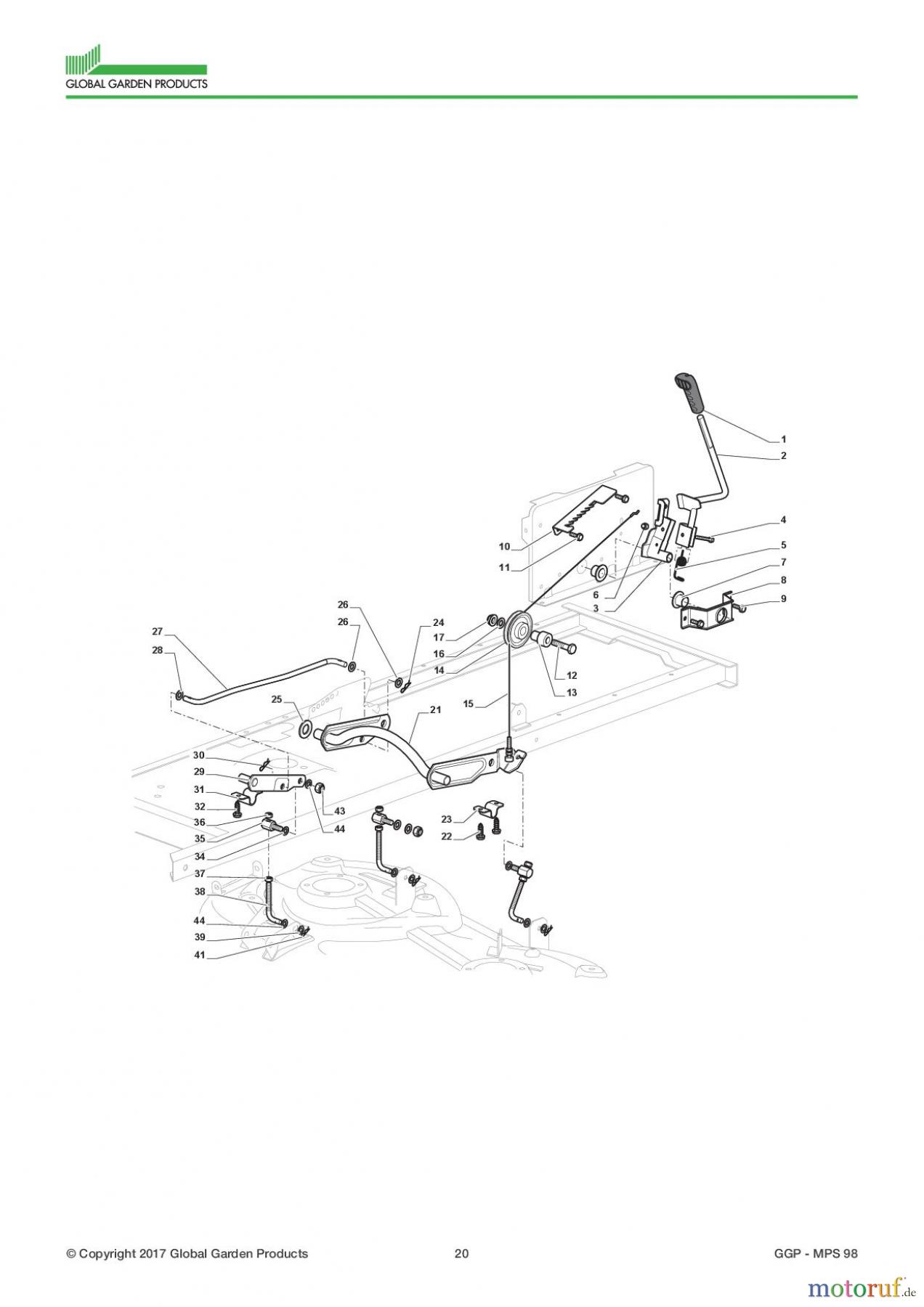  Global Garden Products GGP Aufsitzmäher Sammler Collecting 98cm 2017 MPS 98 Cutting Plate Lifting