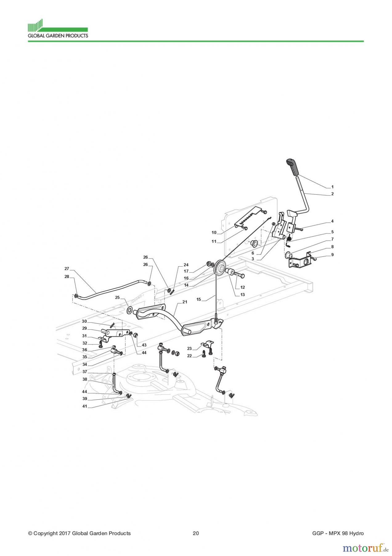  Global Garden Products GGP Aufsitzmäher Sammler Collecting 98cm 2017 MPX 98 Hydro Cutting Plate Lifting