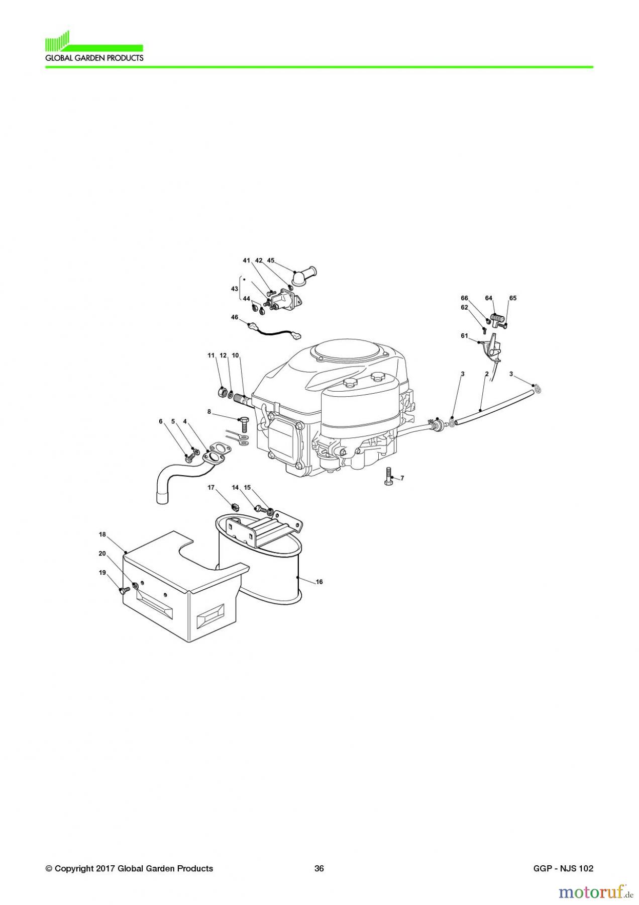  Global Garden Products GGP Aufsitzmäher Sammler Collecting 102-122cm 2017 NJS 102 Engine - GGP