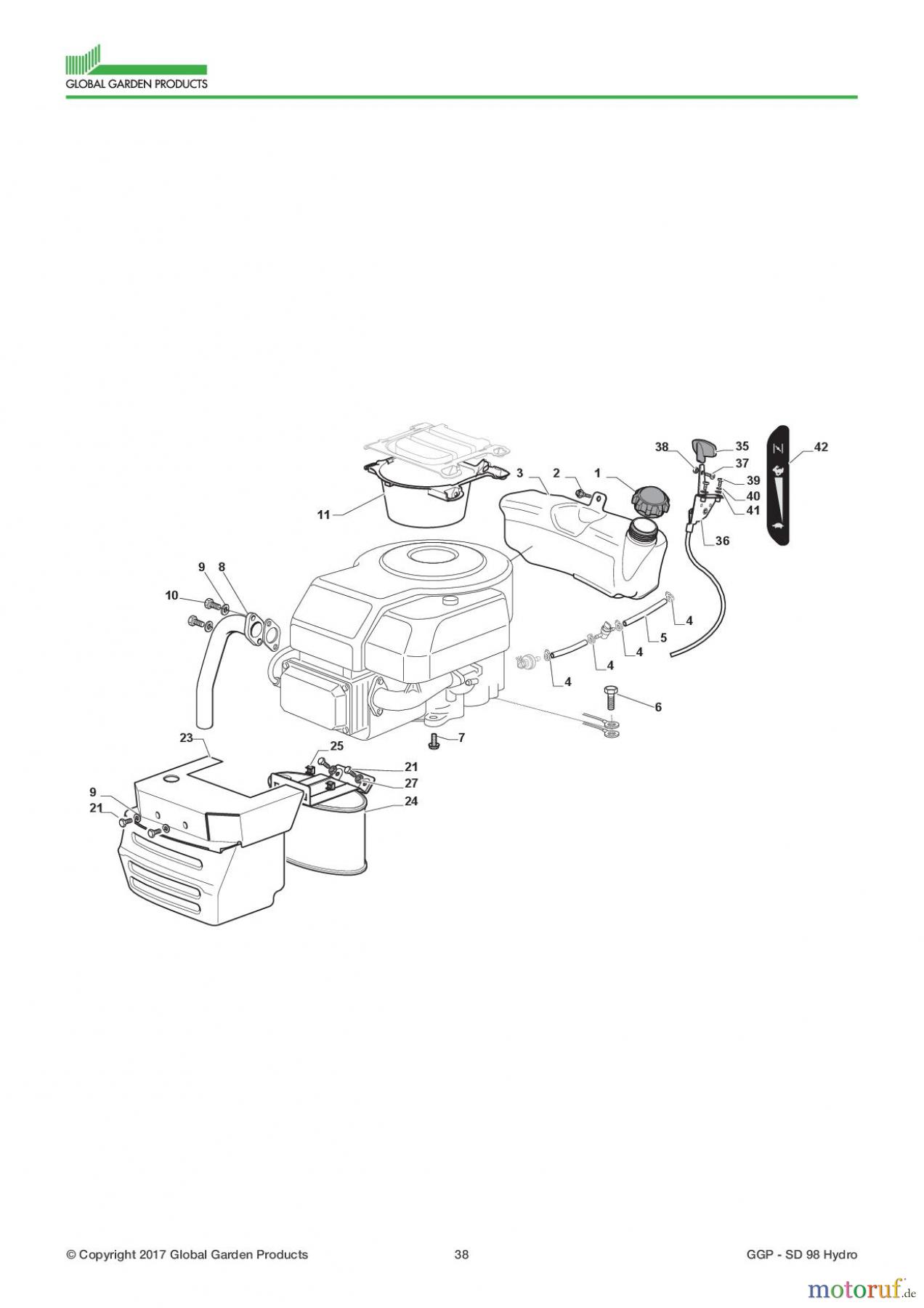  Global Garden Products GGP Aufsitzmäher Seitenauswurf 98-108cm 2017 SD 98 Hydro Engine - Kohler