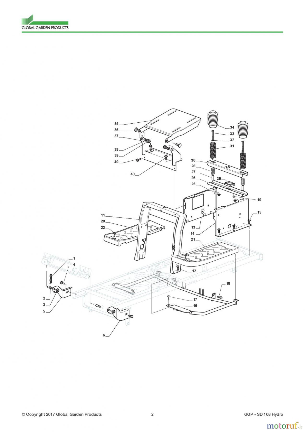  Global Garden Products GGP Aufsitzmäher Seitenauswurf 98-108cm 2017 SD 108 Hydro Chassis