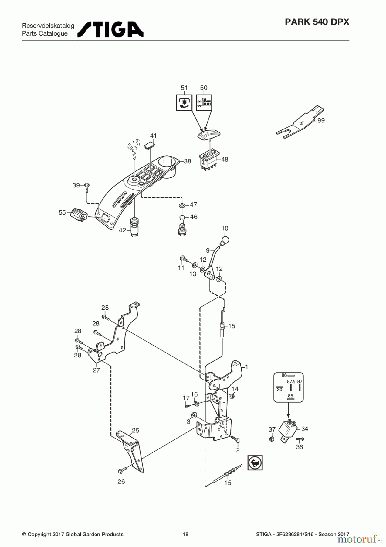  Stiga Frontmäher Grundgerät Park Consumer High 2017 Park 540 DPX 2F6236281/S16 - Season 2017 Hand controls