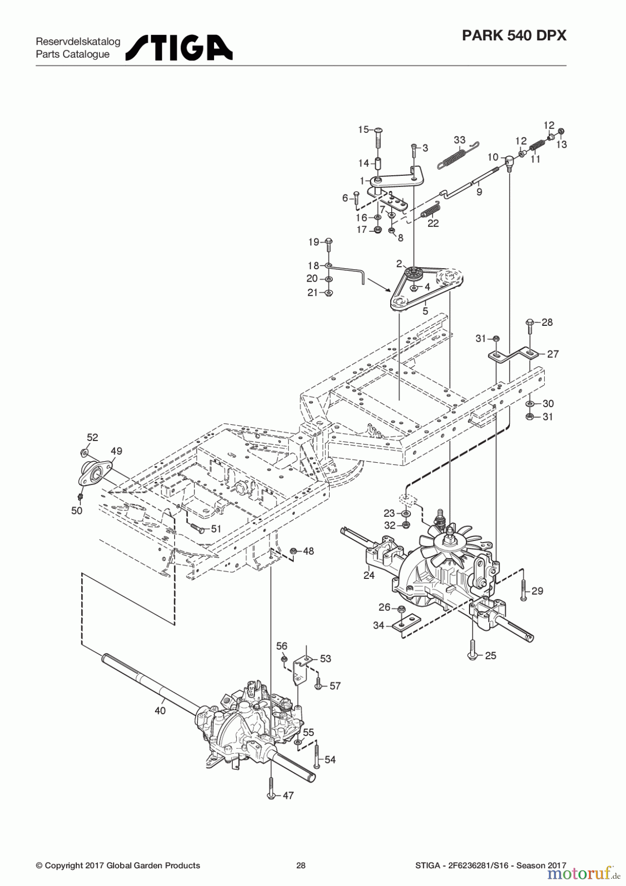  Stiga Frontmäher Baujahr 2017 Park Consumer High 2017 Park 540 DPX 2F6236281/S16 - Season 2017 Transmission