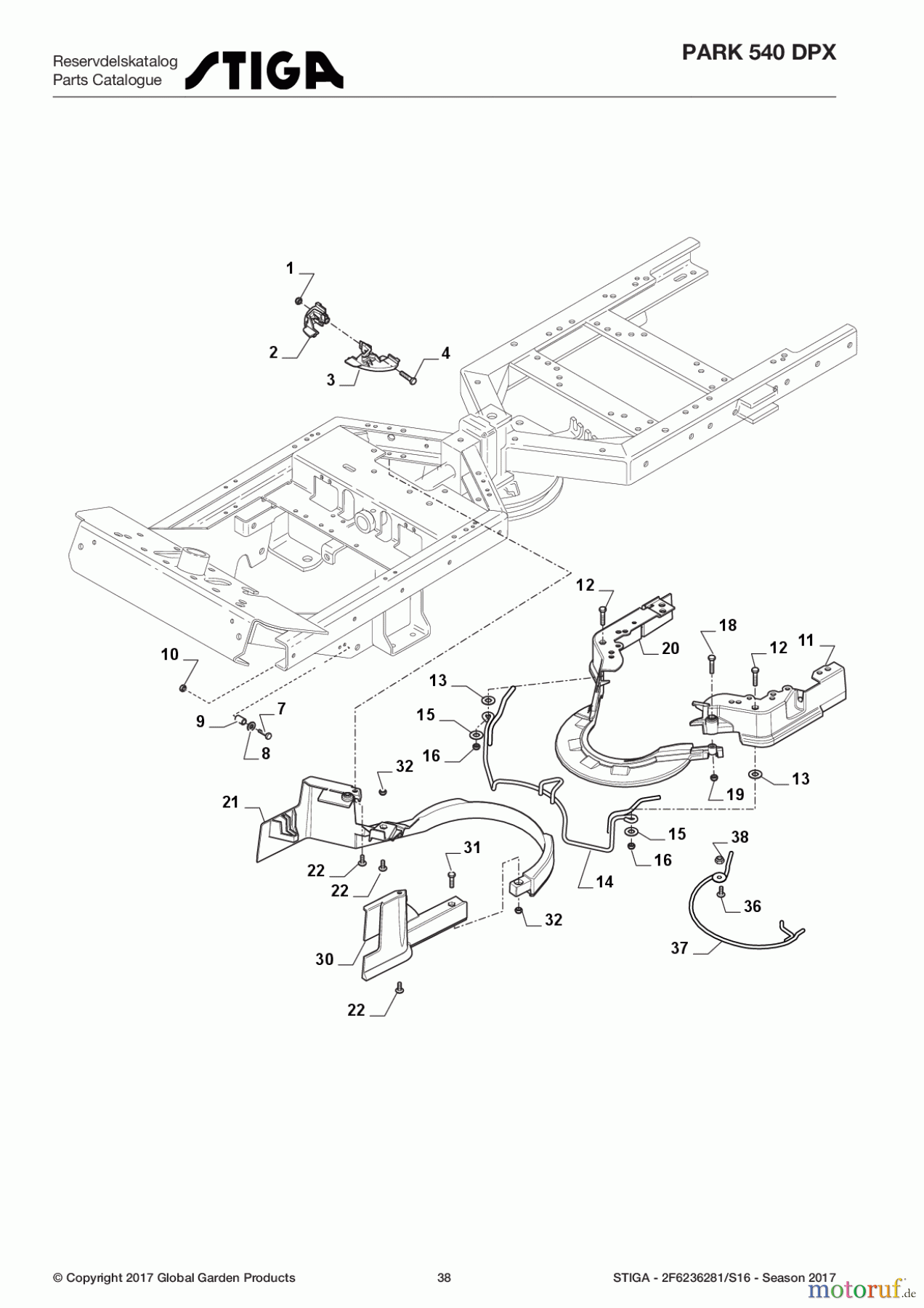  Stiga Frontmäher Grundgerät Park Consumer High 2017 Park 540 DPX 2F6236281/S16 - Season 2017 Protection, Belt