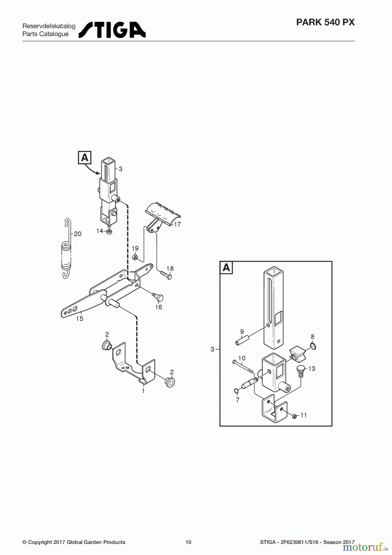  Stiga Frontmäher Baujahr 2017 Park Consumer High 2017 Park 540 PX 2F6230611/S16 - Season 2017 Pedal lift