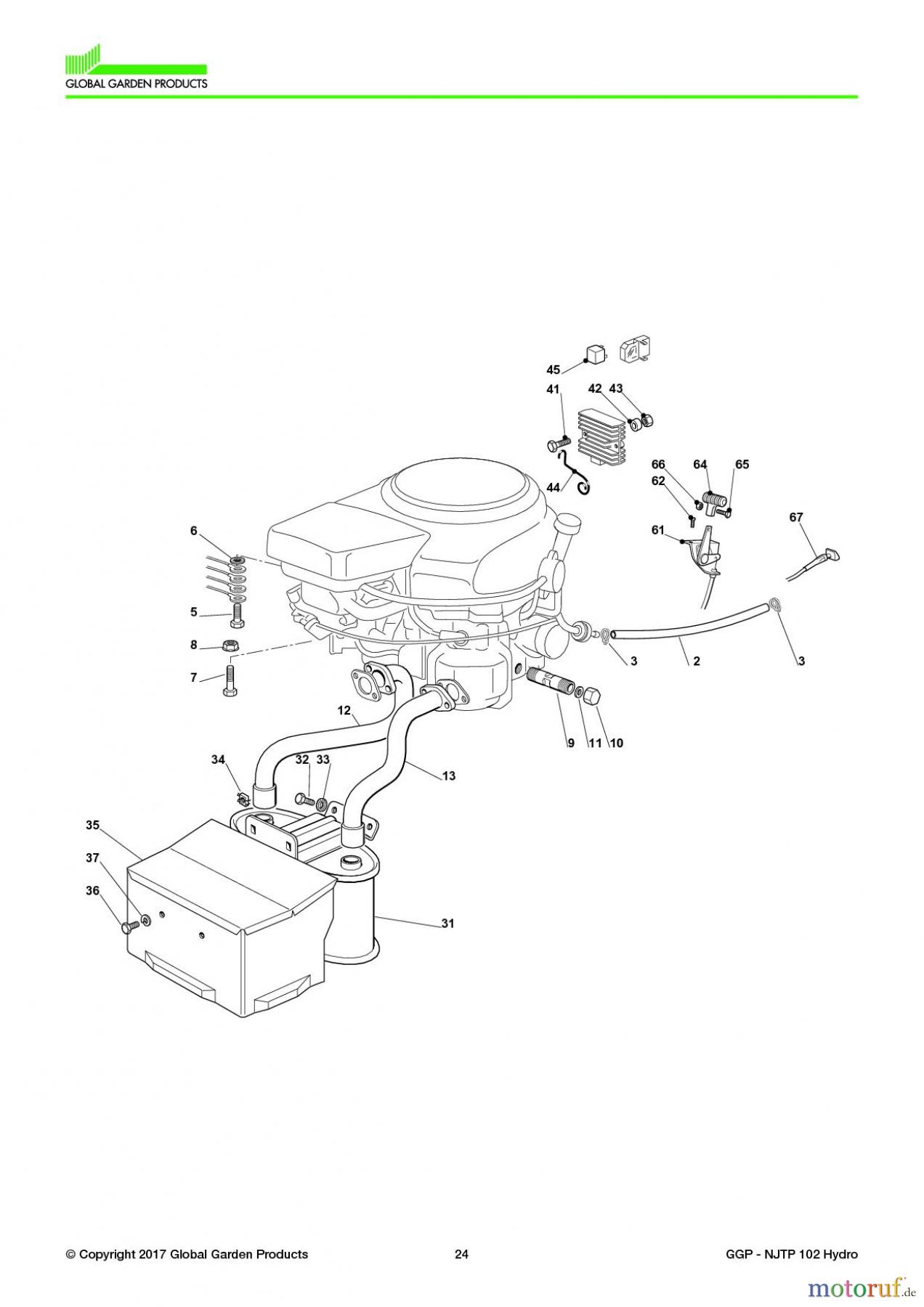  Global Garden Products GGP Aufsitzmäher Sammler Collecting 102-122cm 2017 NJTP 102 Hydro Engine - Honda Gcv 530