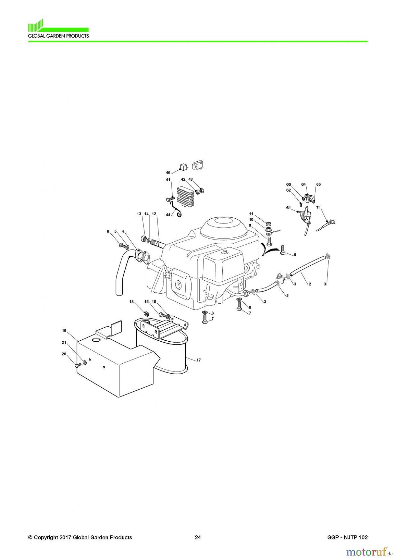  Global Garden Products GGP Aufsitzmäher Sammler Collecting 102-122cm 2017 NJTP 102 Engine - Honda Gxv 390