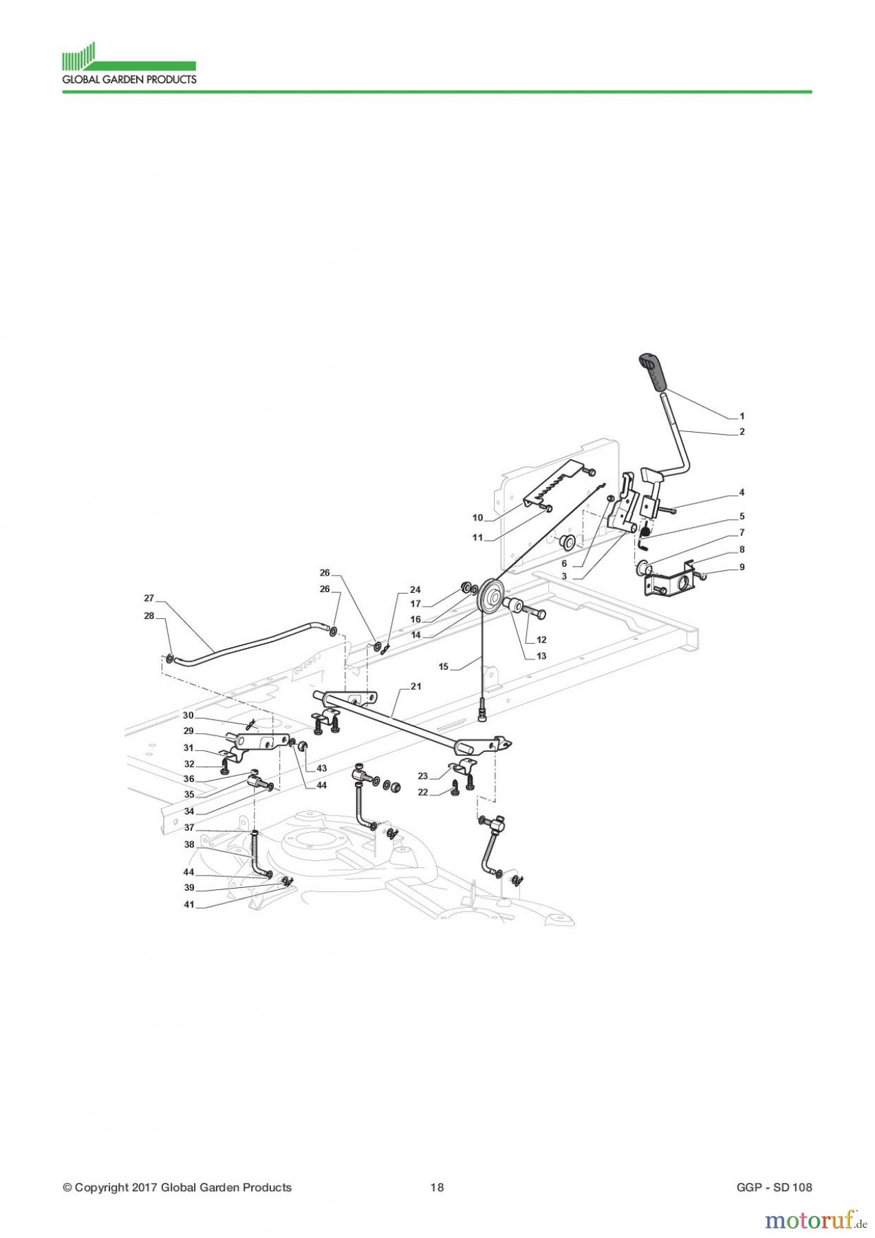  Global Garden Products GGP Aufsitzmäher Seitenauswurf 98-108cm 2017 SD 108 Cutting Plate Lifting