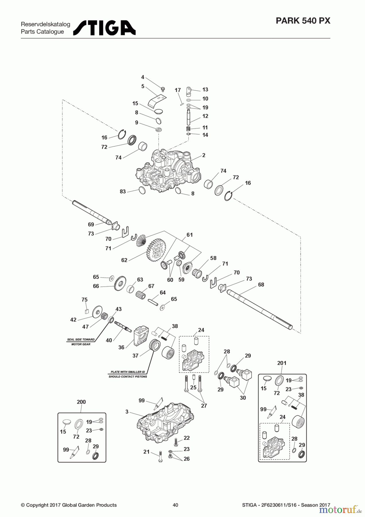  Stiga Frontmäher Grundgerät Park Consumer High 2017 Park 540 PX 2F6230611/S16 - Season 2017 Transmission