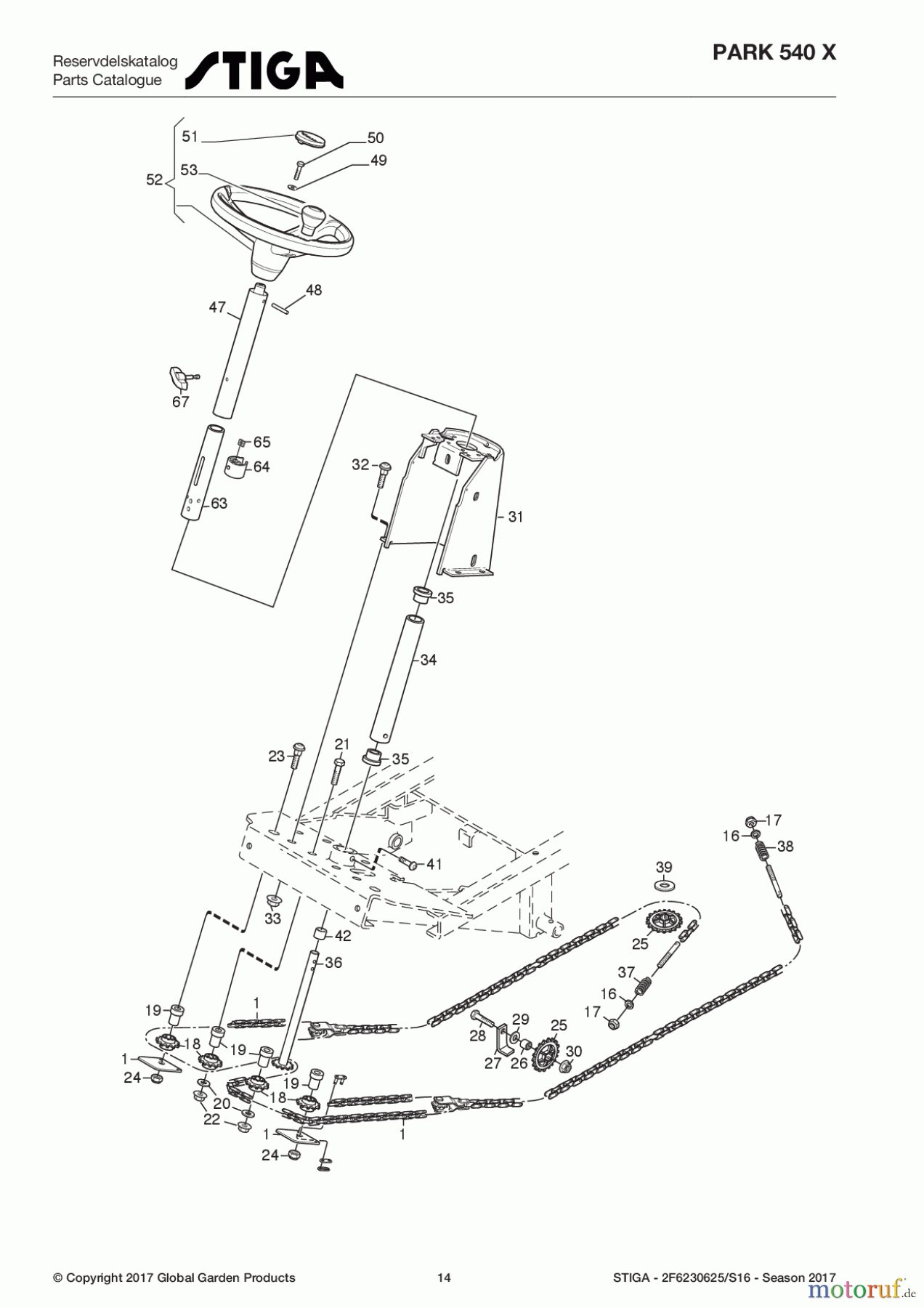  Stiga Frontmäher Grundgerät Park Consumer High 2017 Park 540 X 2F6230625/S16 - Season 2017 Steering