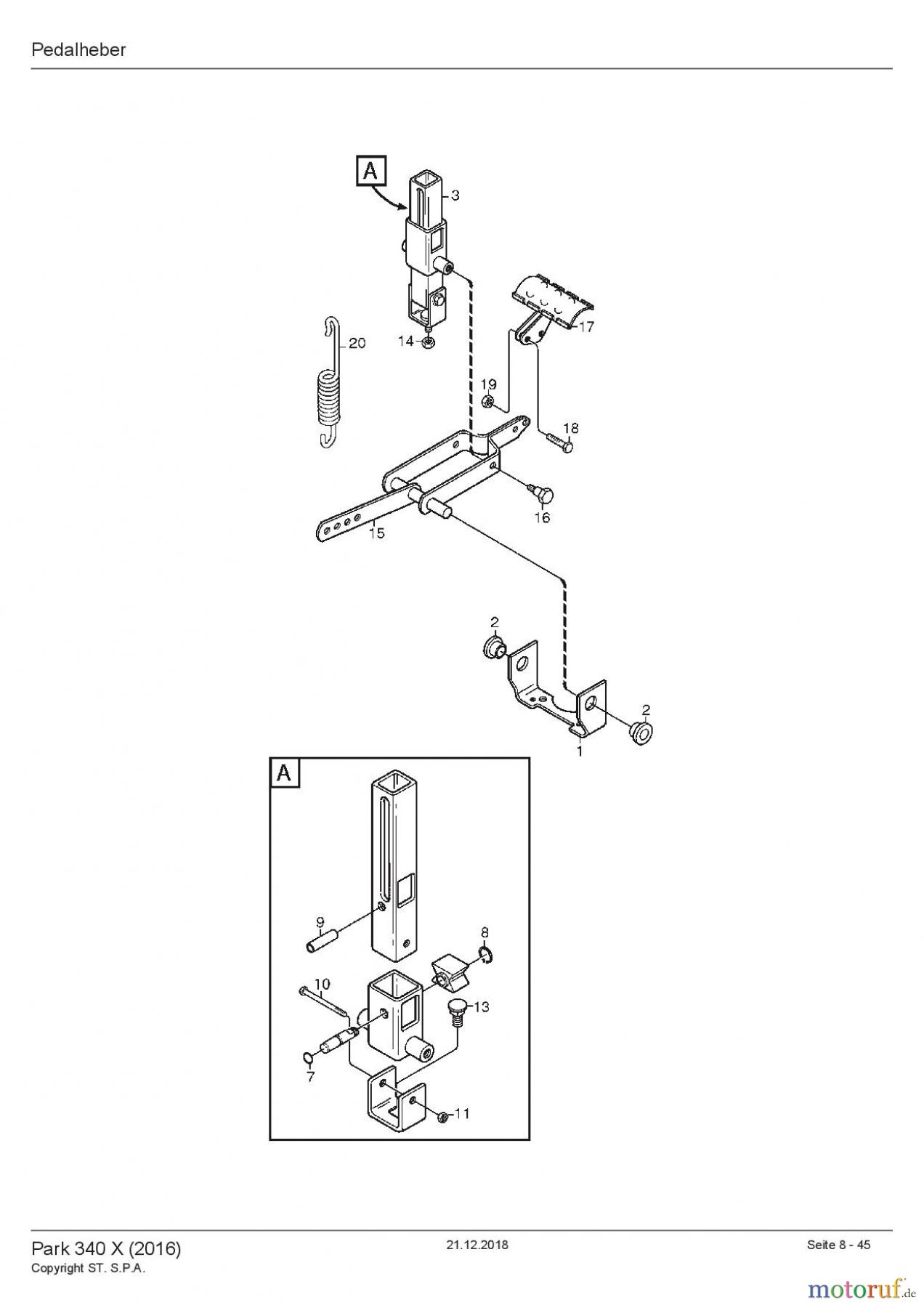  Stiga Frontmäher Baujahr 2016 2016 Park 340 X (2016) 2F6130511/S16 Pedalheber